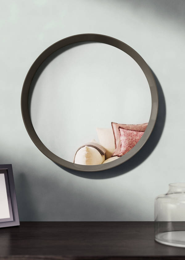 Round wood mirror — Gris oscuro