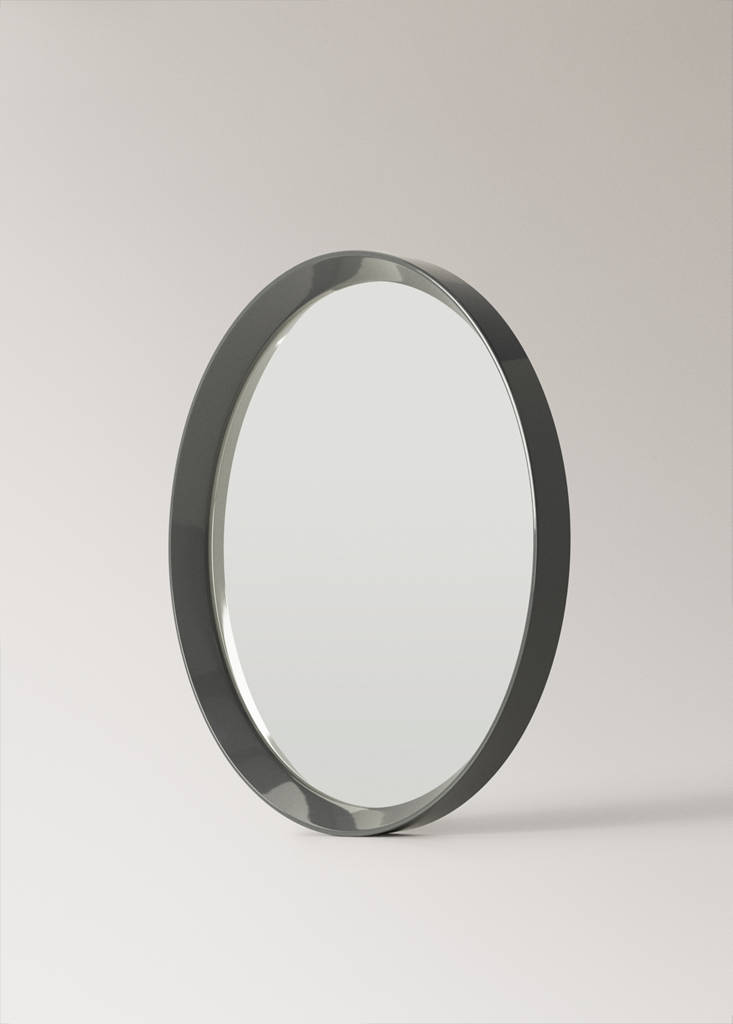 Round wood mirror — Gris oscuro