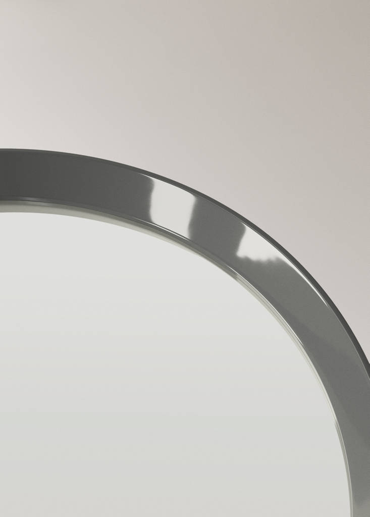 Round wood mirror — Gris oscuro