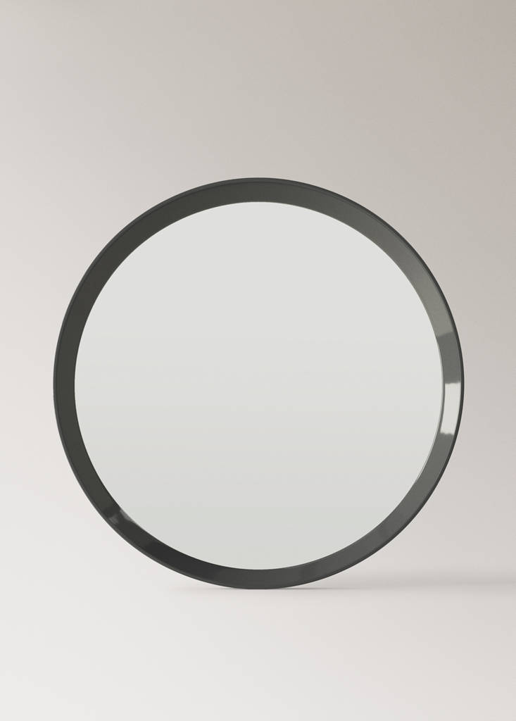 Round wood mirror — Gris oscuro