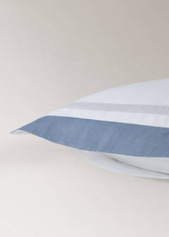 Two pillowcases with wide satin contrast band 60x60 cm — Blue 2