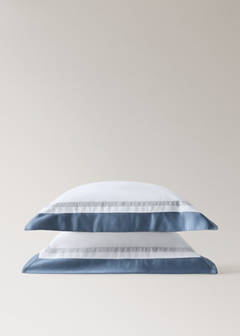 Two pillowcases with wide satin contrast band 60x60 cm — Blue 3