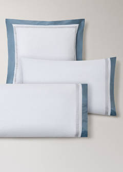 Two pillowcases with wide satin contrast band 60x60 cm — Blue 4