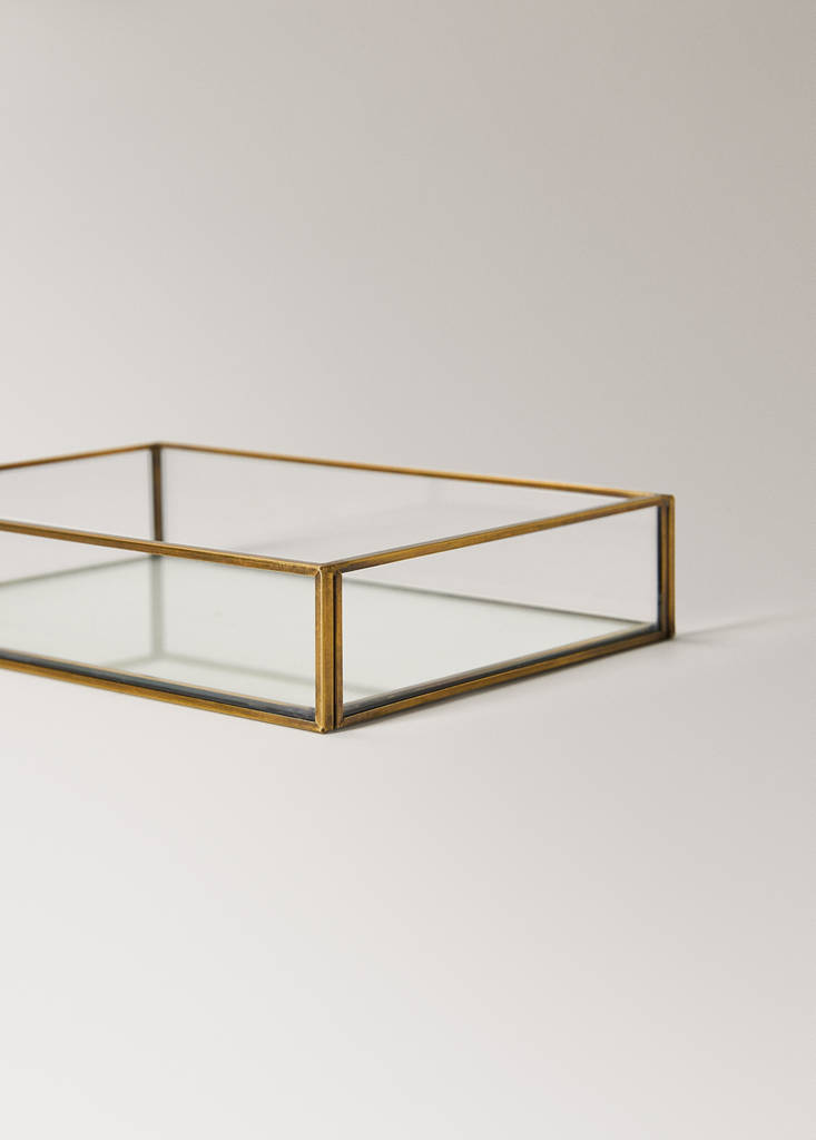 Small glass embossed decorative tray — Gold