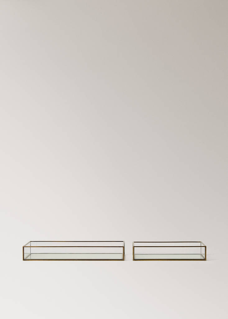 Small glass embossed decorative tray — Gold