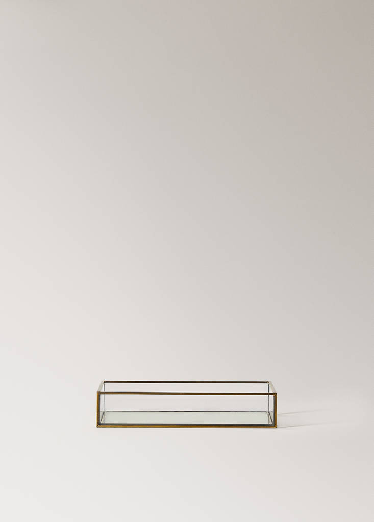 Small glass embossed decorative tray — Gold
