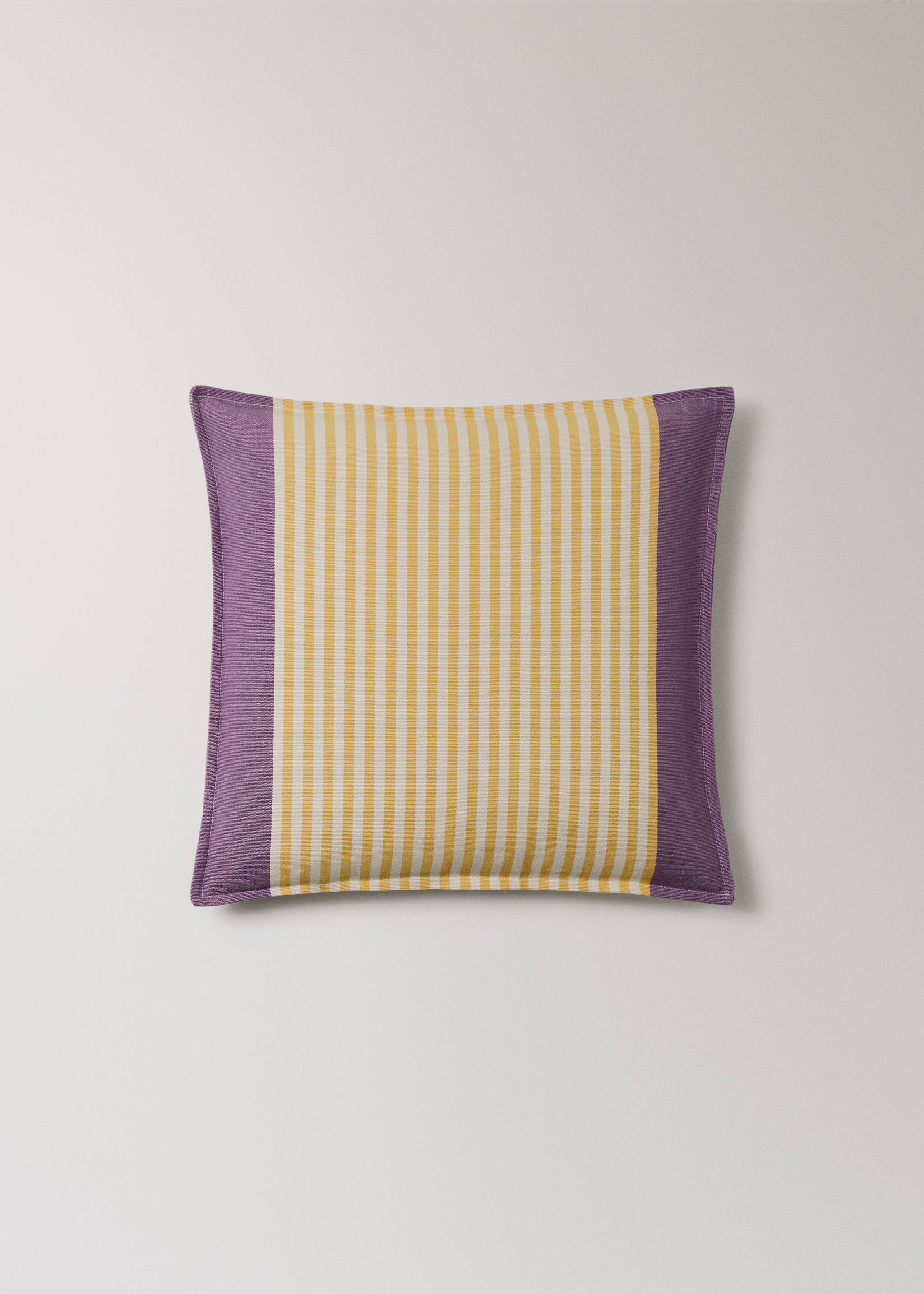 Cotton stripe cushion cover 50x50cm - Article without model, Yellow. Ref: 27052922-00.