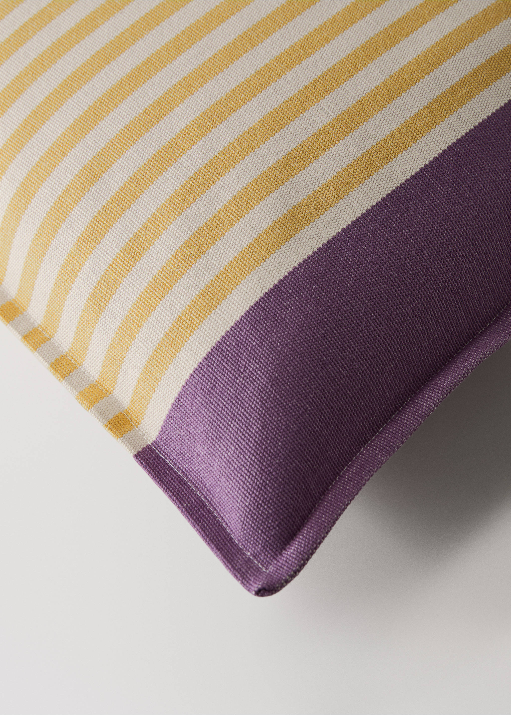 Cotton stripe cushion cover 50x50cm - Details of the article 1, Yellow. Ref: 27052922-00.