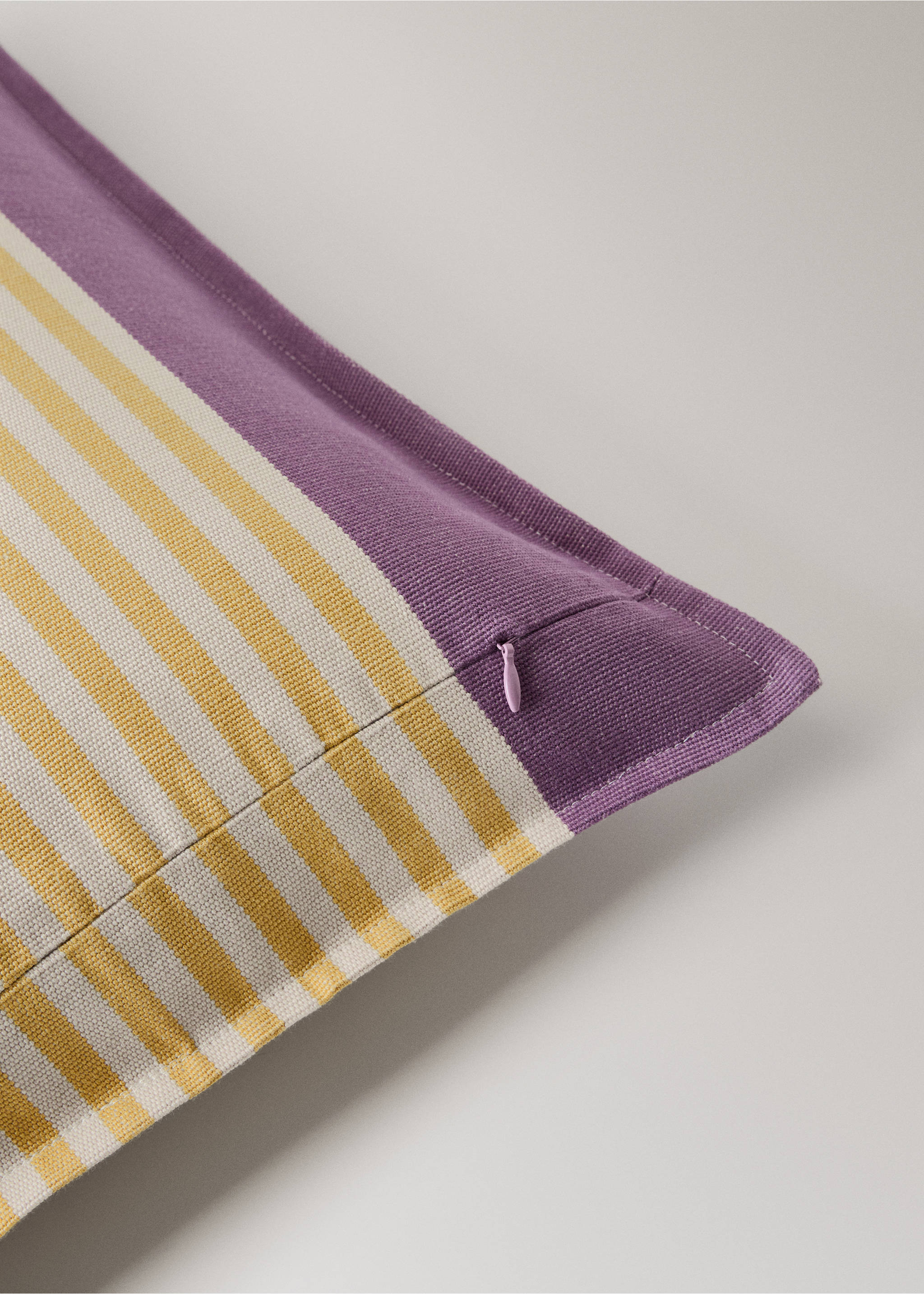 Cotton stripe cushion cover 50x50cm - Details of the article 2, Yellow. Ref: 27052922-00.