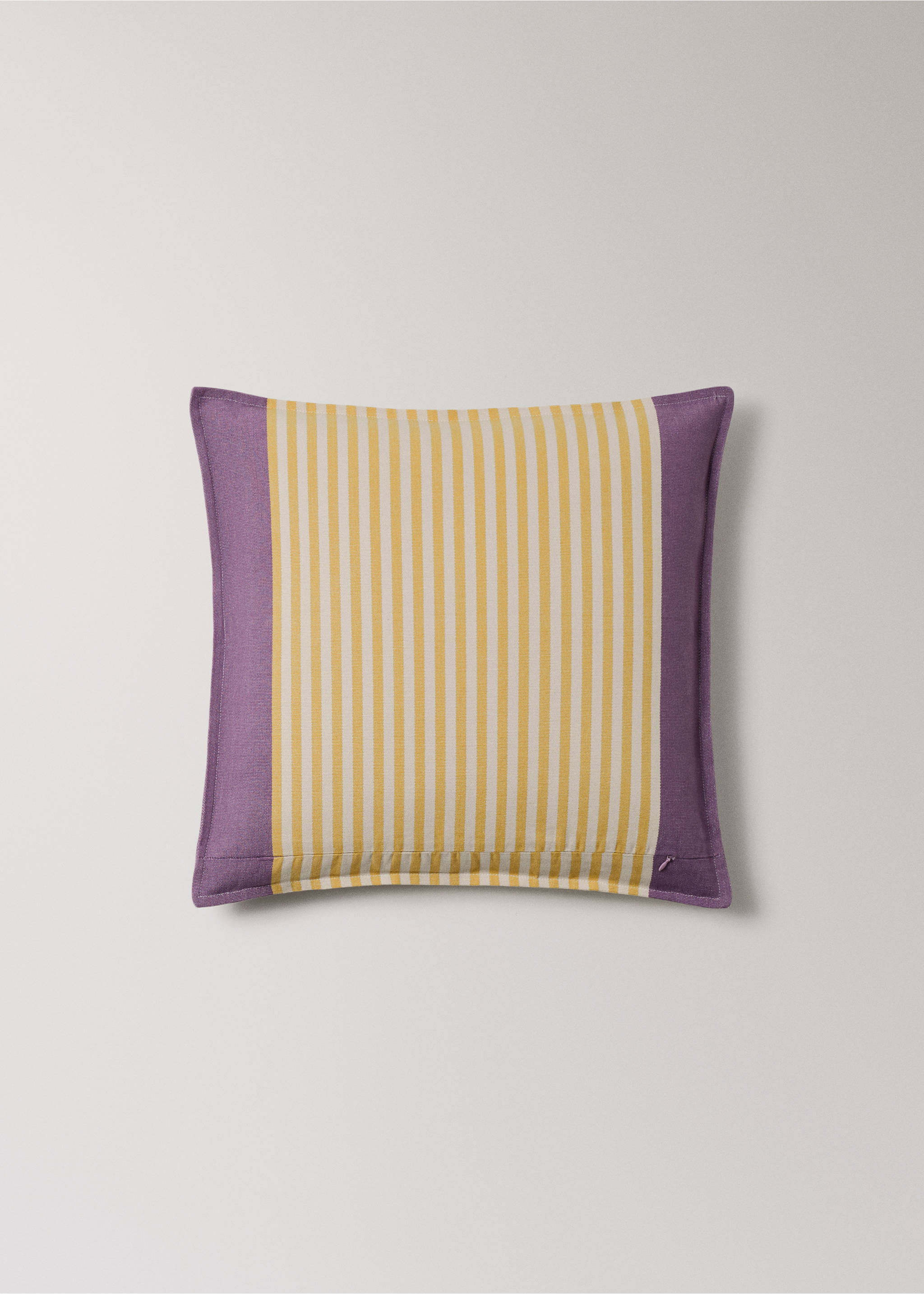 Cotton stripe cushion cover 50x50cm - Details of the article 4, Yellow. Ref: 27052922-00.