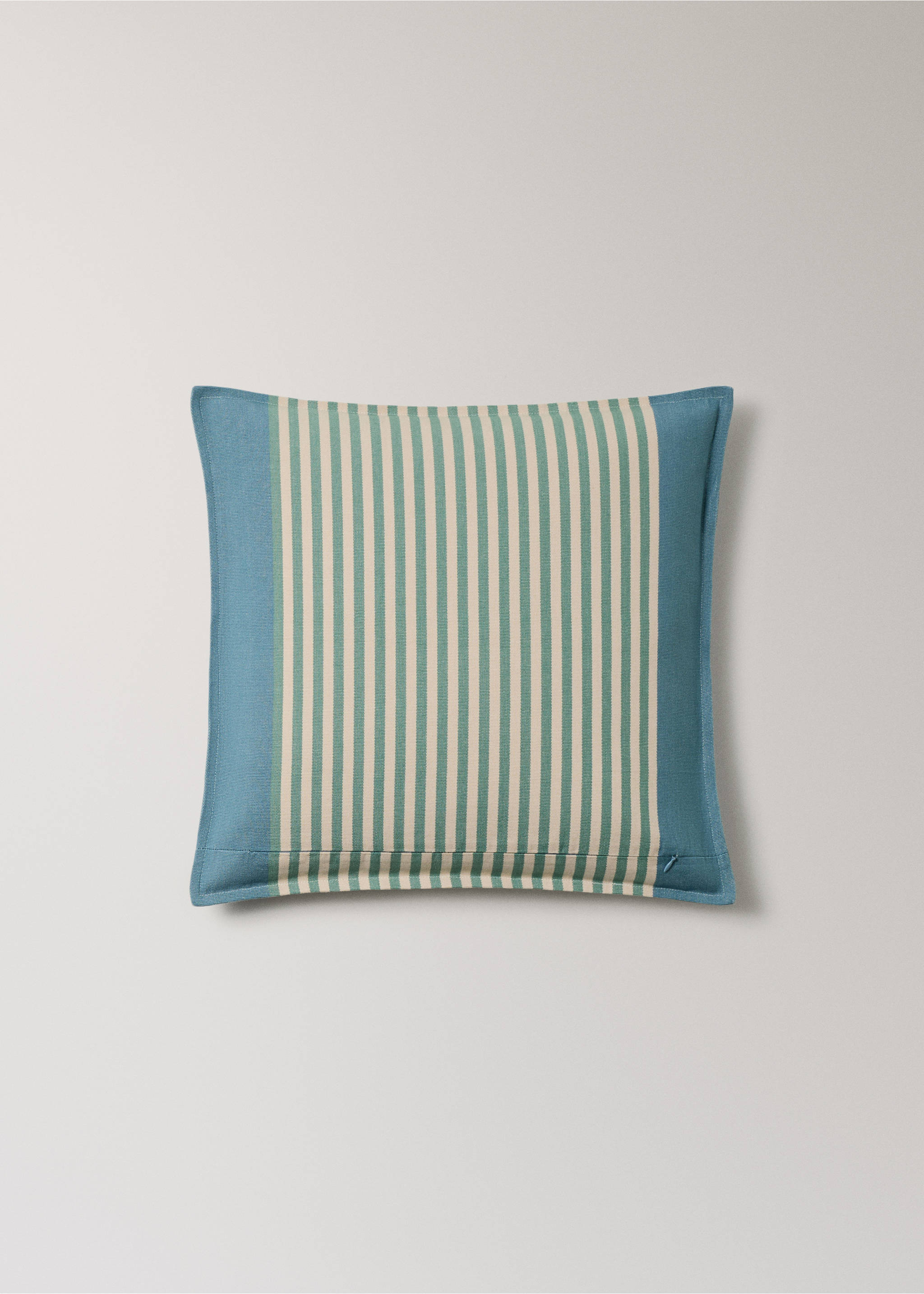 Cotton stripe cushion cover 50x50cm - Details of the article 4, Blue. Ref: 27052922-00.