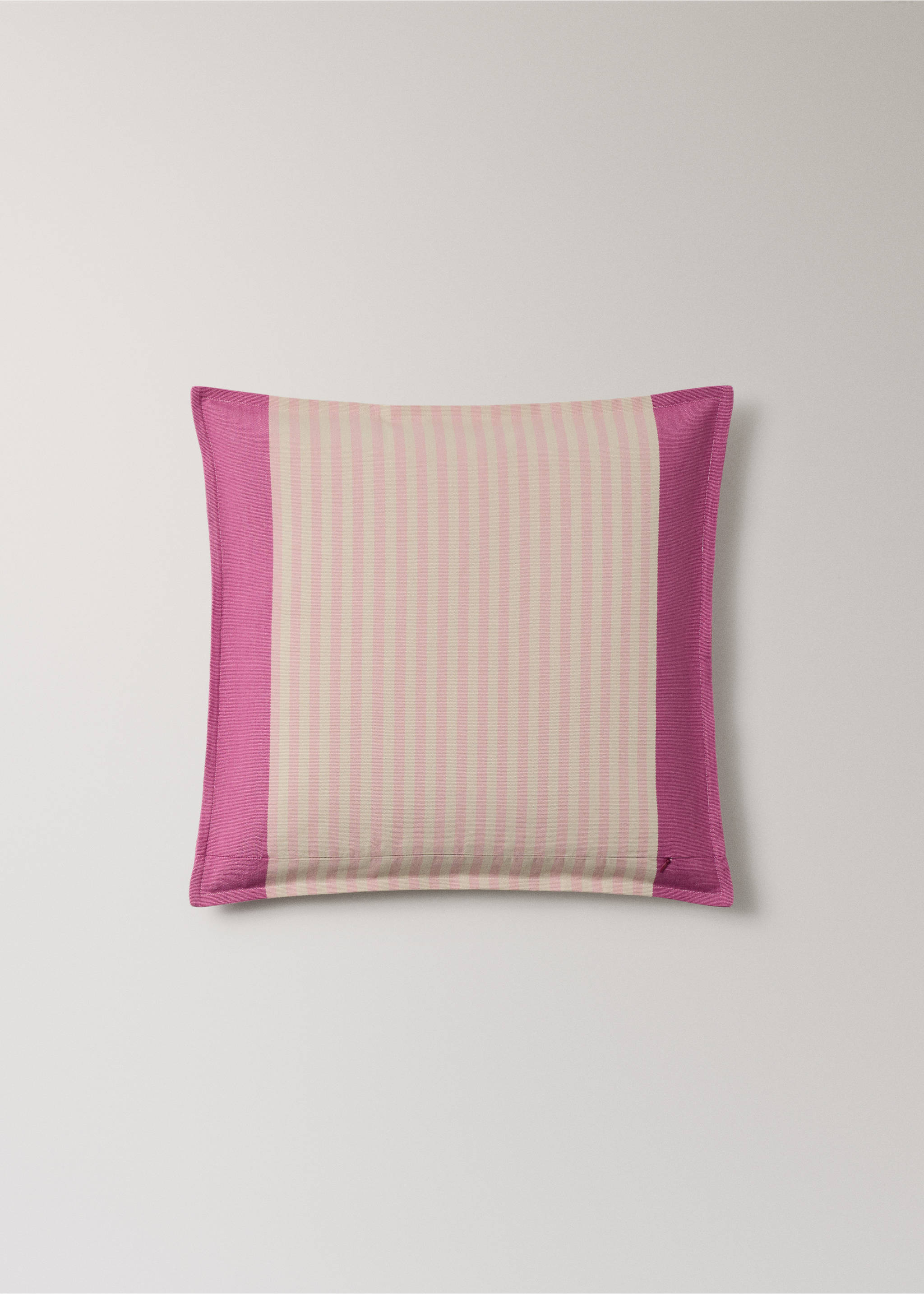 Cotton stripe cushion cover 50x50cm - Details of the article 4, Pastel Pink. Ref: 27052922-00.