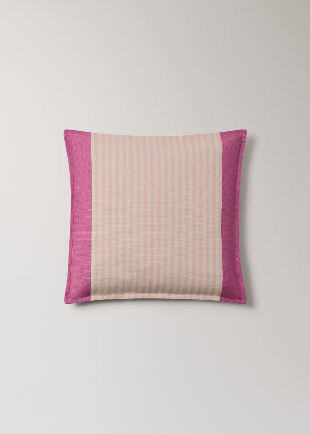 Cotton striped cushion cover 50 x 50 cm — Pastel Pink