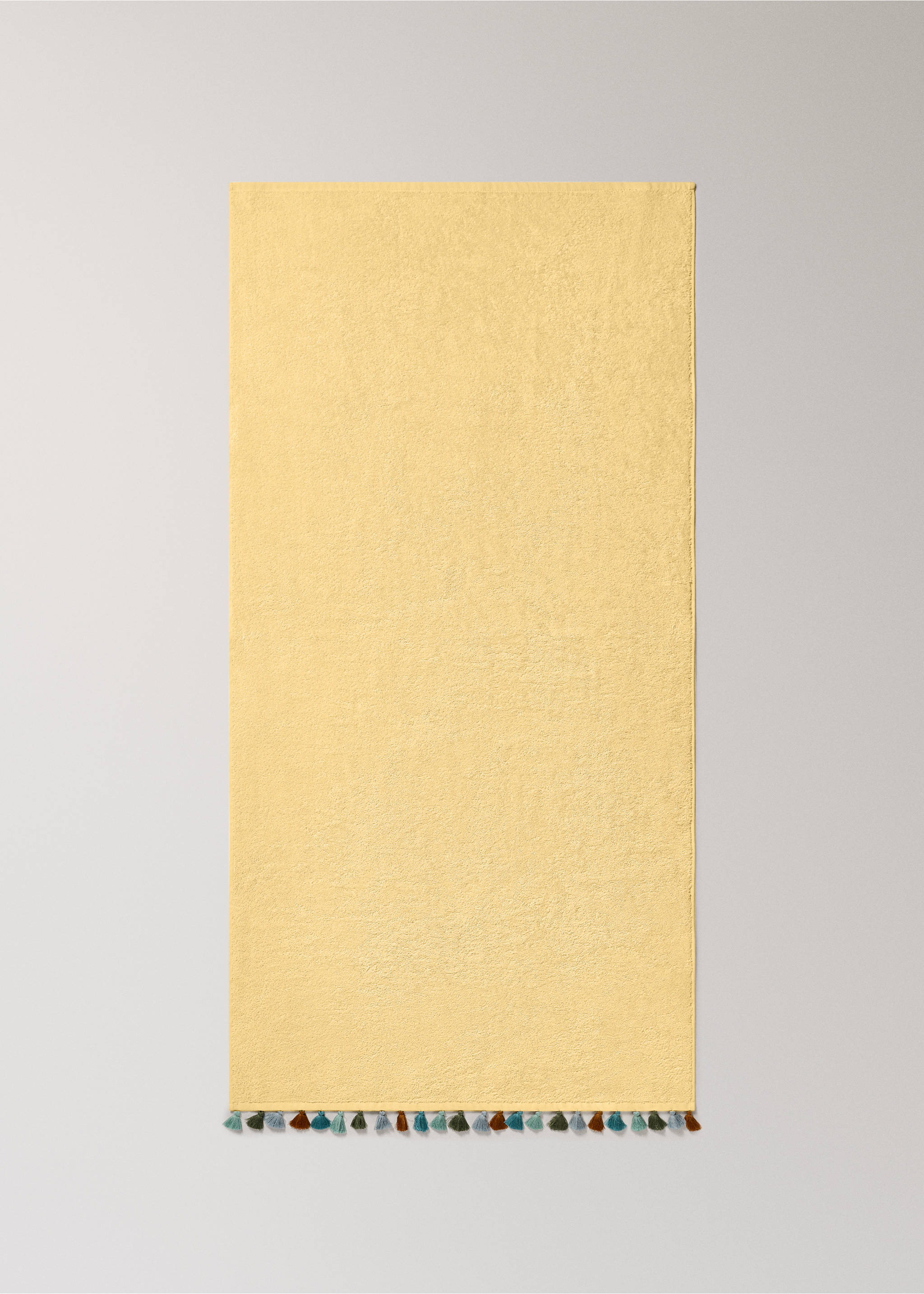 Children's cotton bath towel with multi-coloured pom-poms - Details of the article 3, Lime. Ref: 27052931-00.