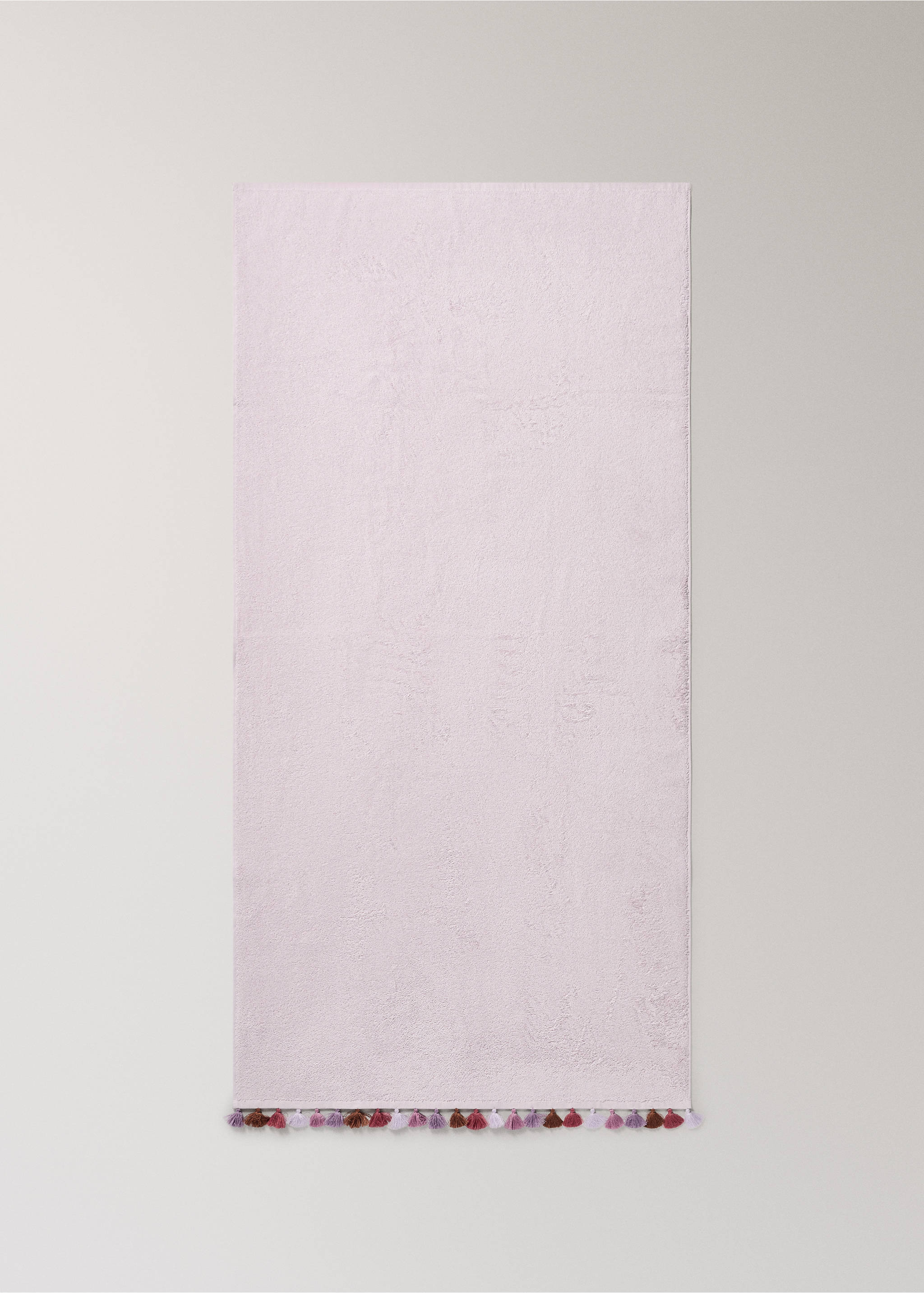 Children's cotton bath towel with multi-coloured pom-poms - Details of the article 3, Lilac. Ref: 27052931-00.