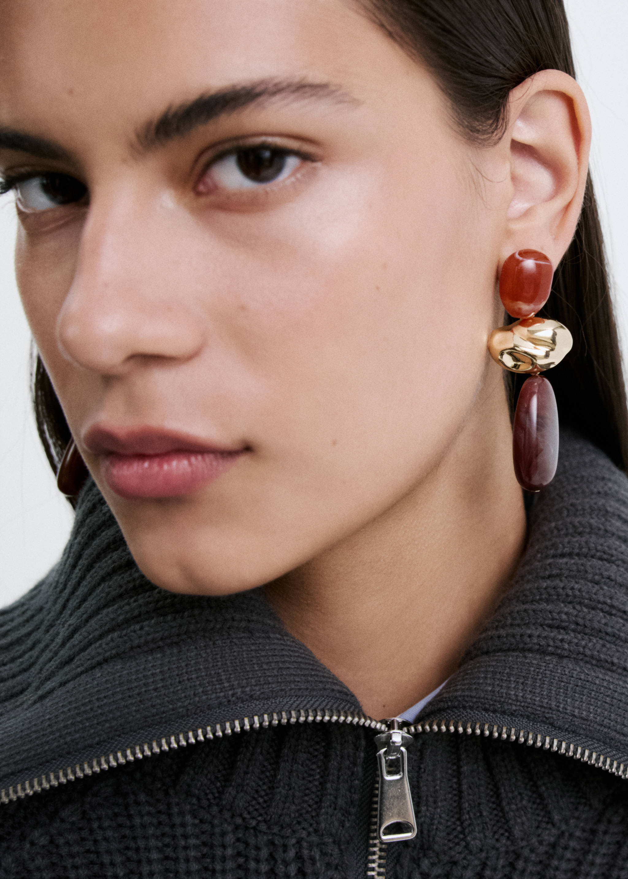 Pendientes colgantes combinados resina - Plano general