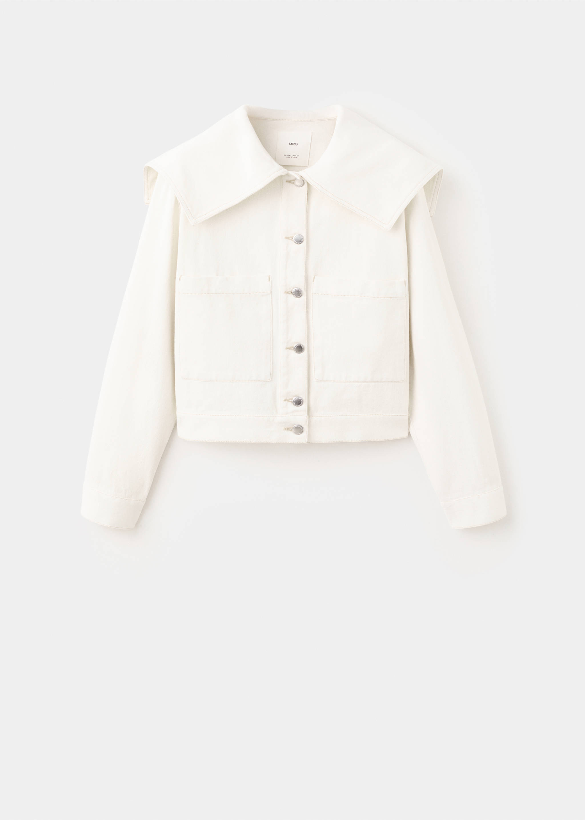 Veste en jean à revers - Article sans modèle, Blanc cassé. Ref: 27053271-00.