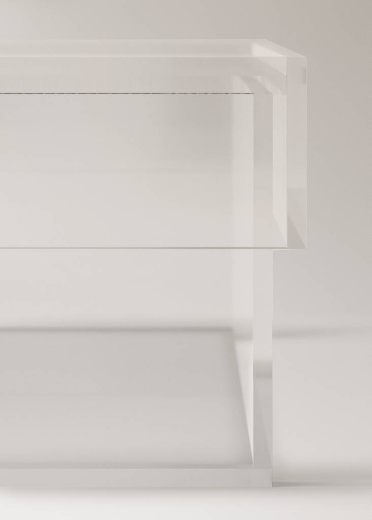 Medium acrylic bathroom storage box — Ice Grey