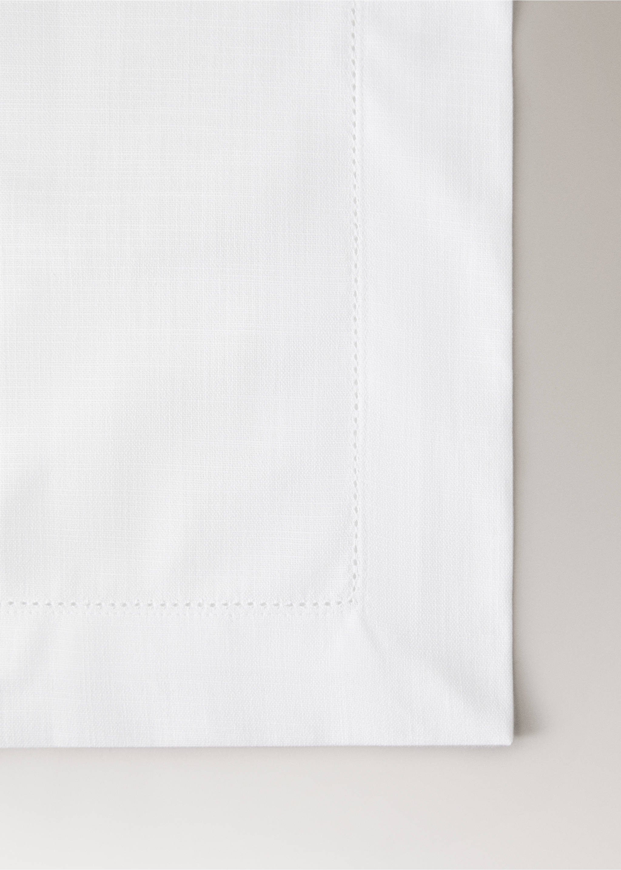 Baumwoll-Tischläufer mit Hohlsaum-Detail - Detail des Artikels 2, Weiß. Ref: 27053277-00.