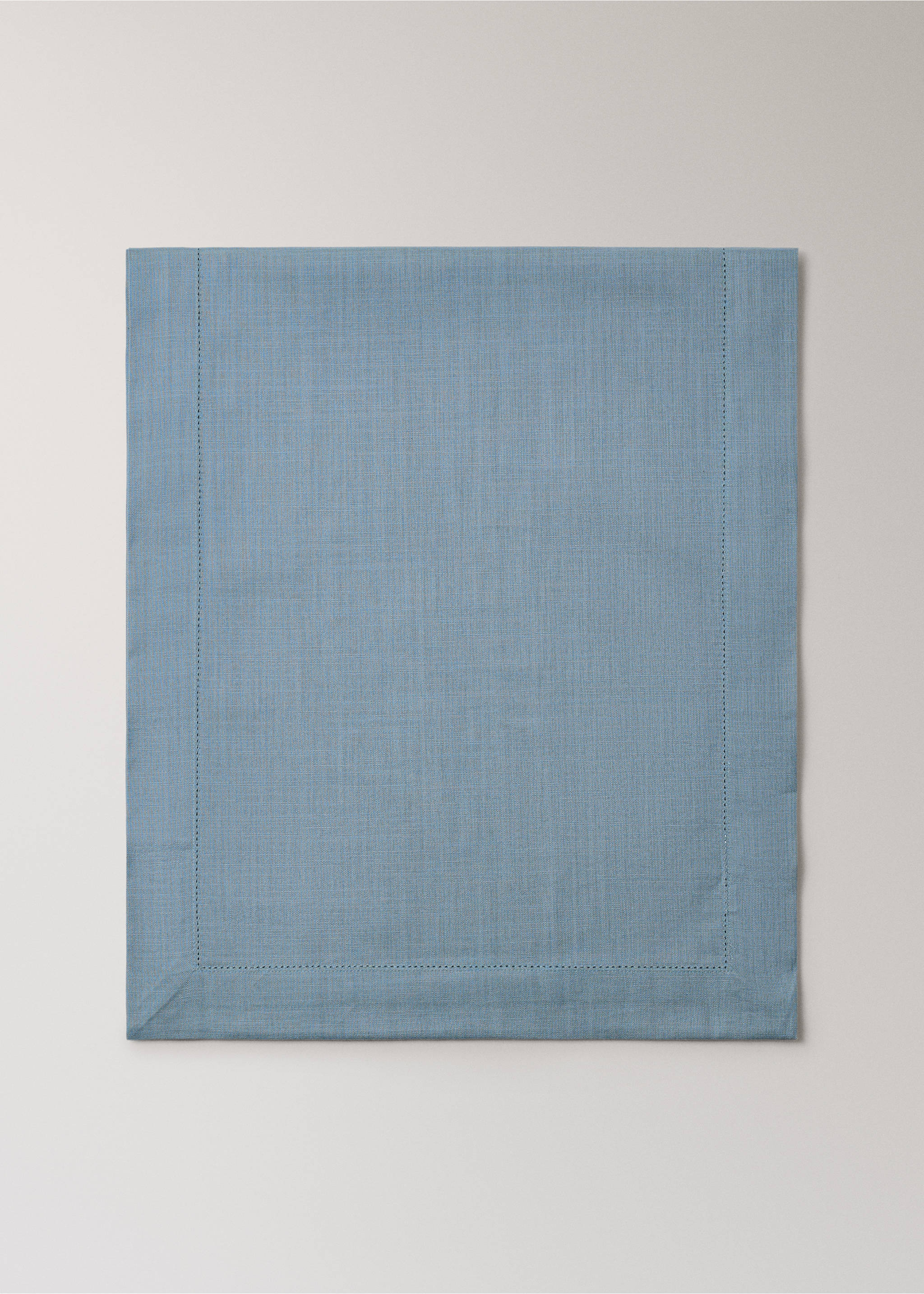 Baumwoll-Tischläufer mit Hohlsaum-Detail - Artikel ohne Model, Blau. Ref: 27053277-00.