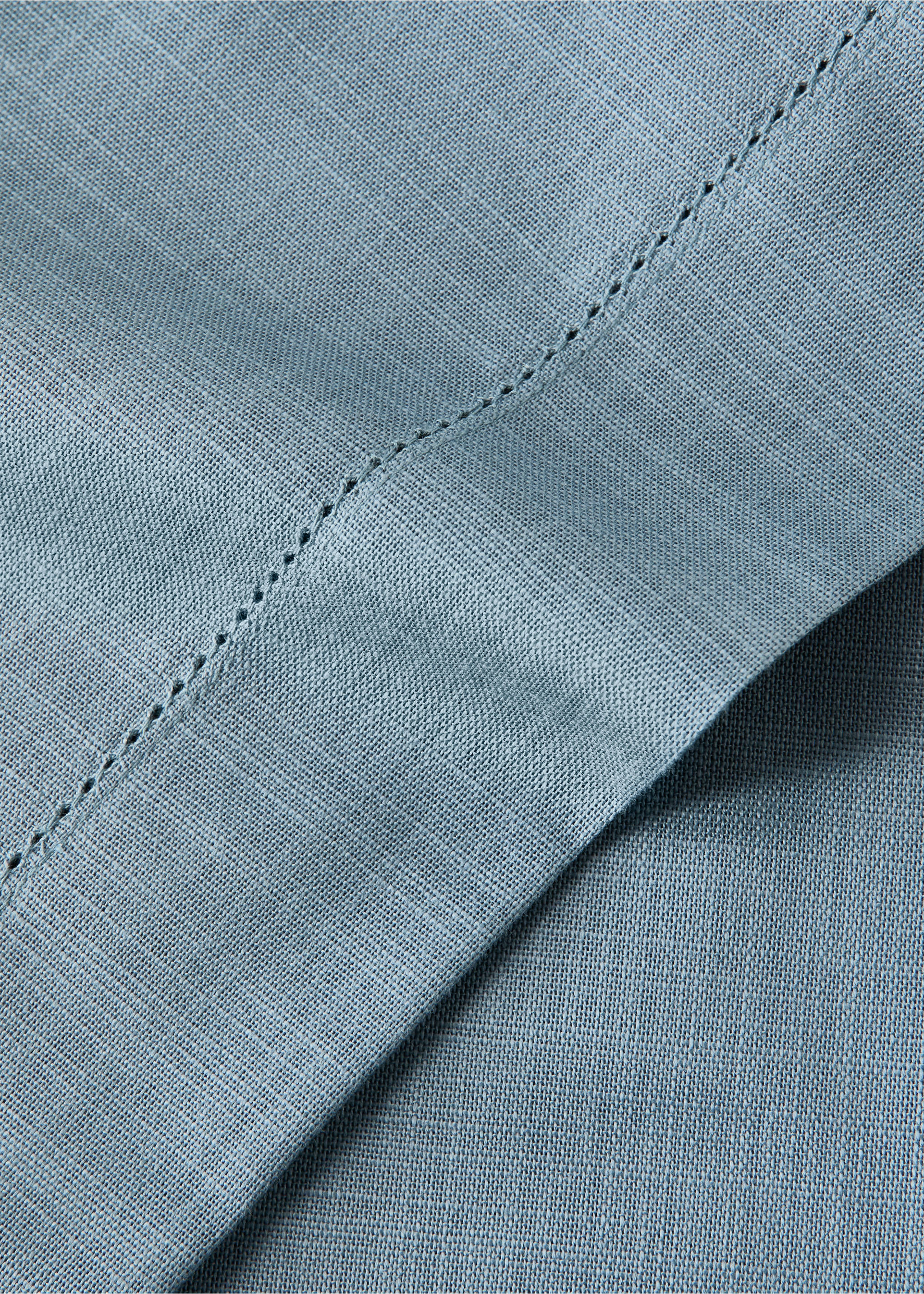 Baumwoll-Tischläufer mit Hohlsaum-Detail - Detail des Artikels 1, Blau. Ref: 27053277-00.