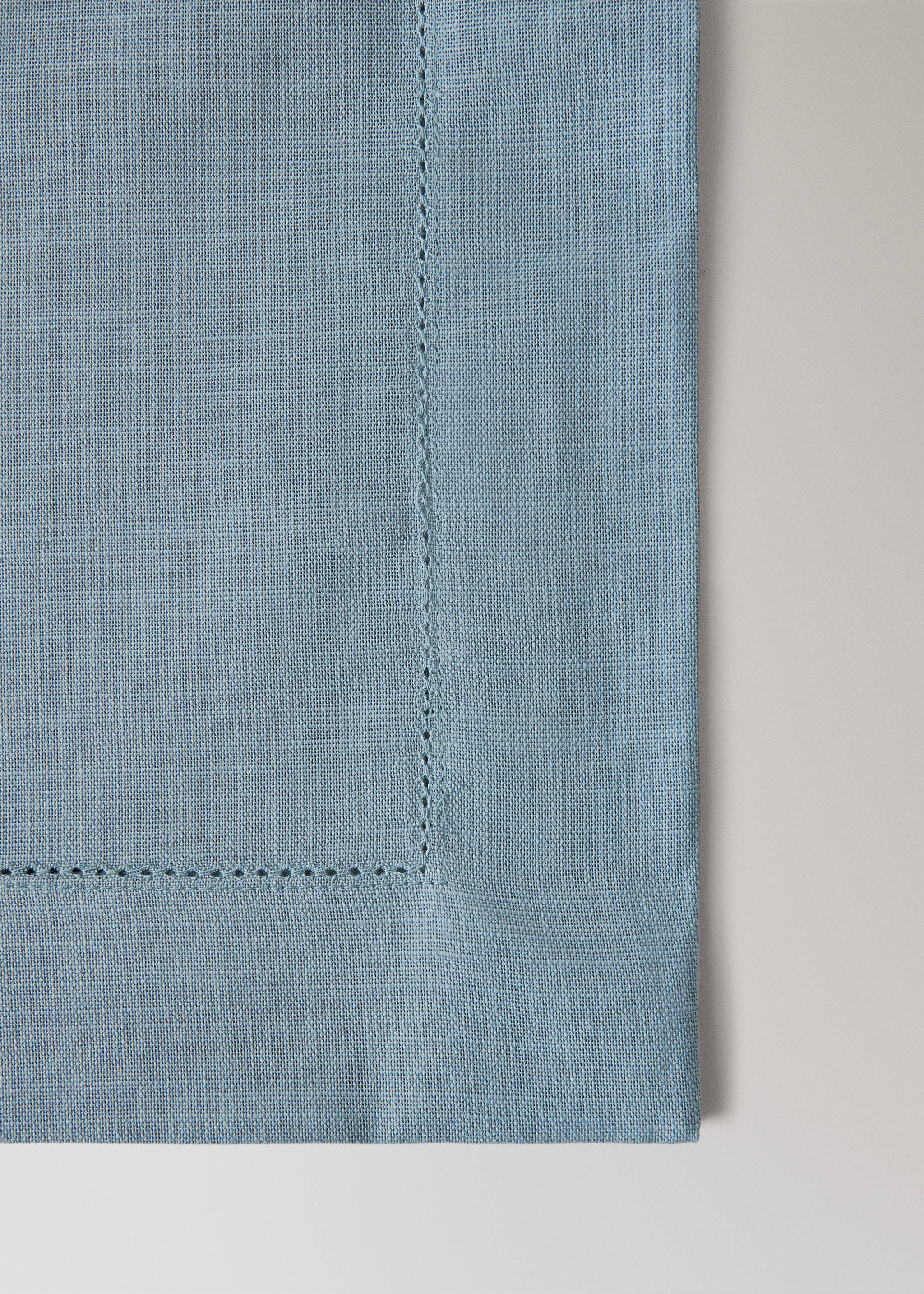 Baumwoll-Tischläufer mit Hohlsaum-Detail - Detail des Artikels 2, Blau. Ref: 27053277-00.