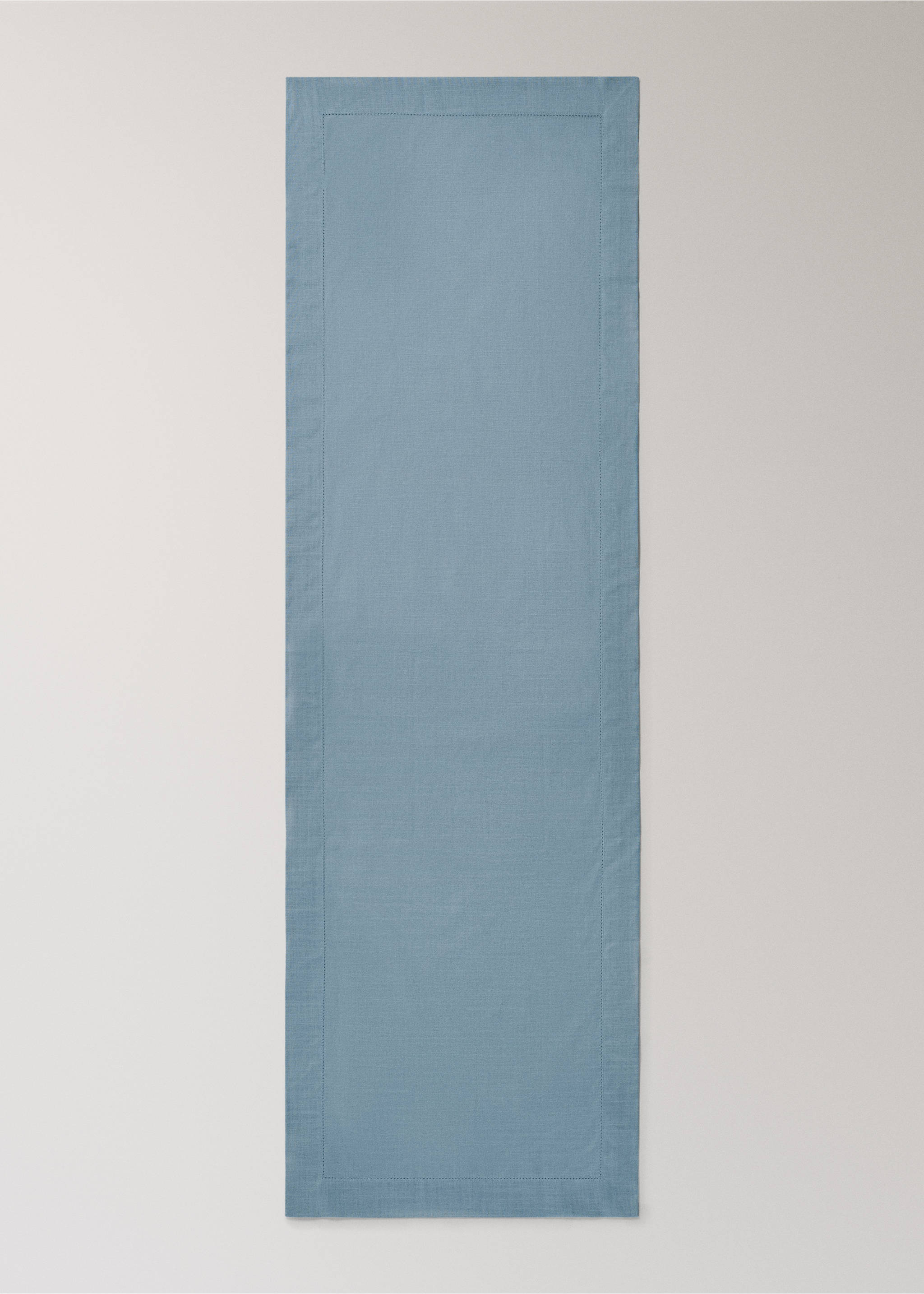 Baumwoll-Tischläufer mit Hohlsaum-Detail - Detail des Artikels 3, Blau. Ref: 27053277-00.