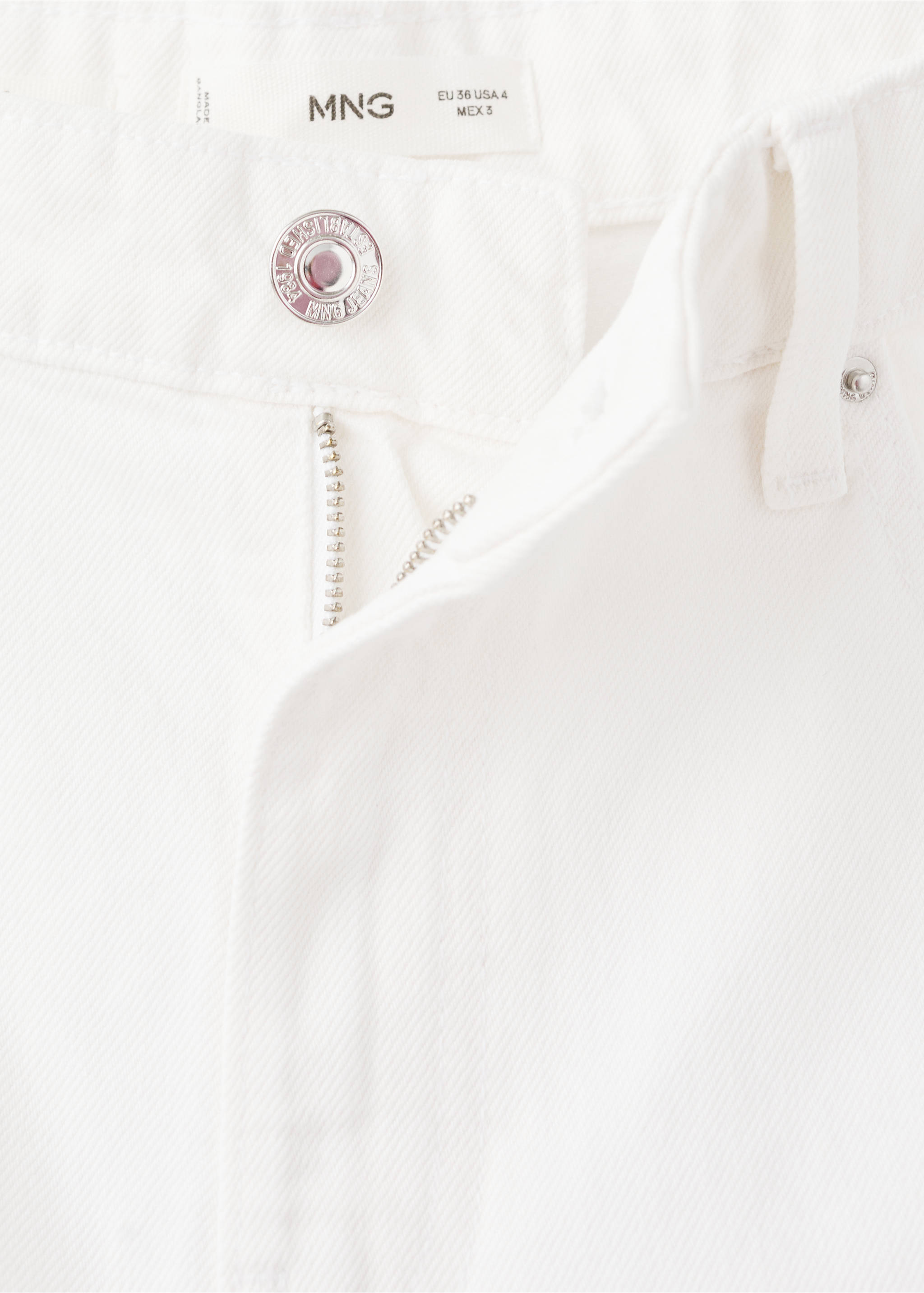 高腰直筒牛仔短裤 - null, 白色. Ref: 27053283-00.