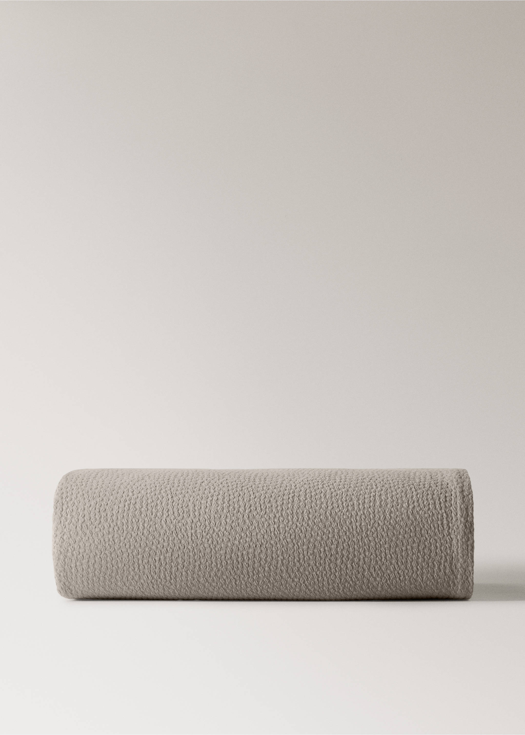 Jacquard cotton bedspread with texture for 150/160 cm bed - Article without model, Medium Brown. Ref: 27053291-00.
