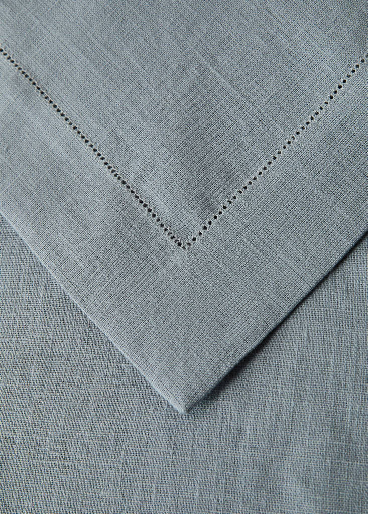 Linen table runner with hemstitch finish — Grey