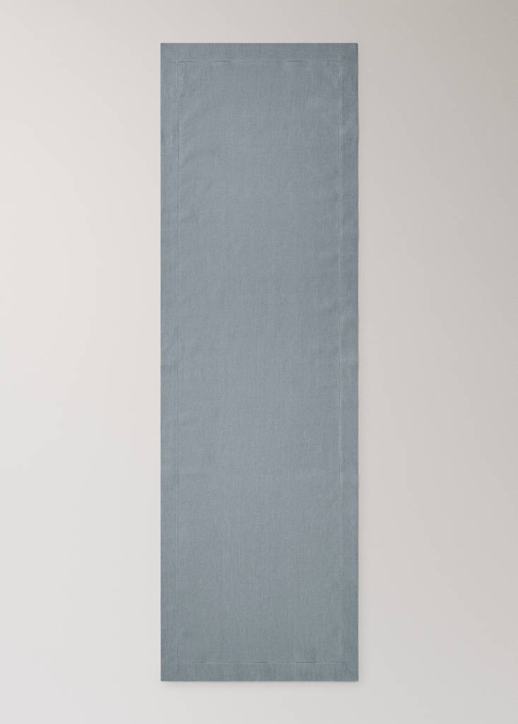 Linen table runner with hemstitch finish — Grey