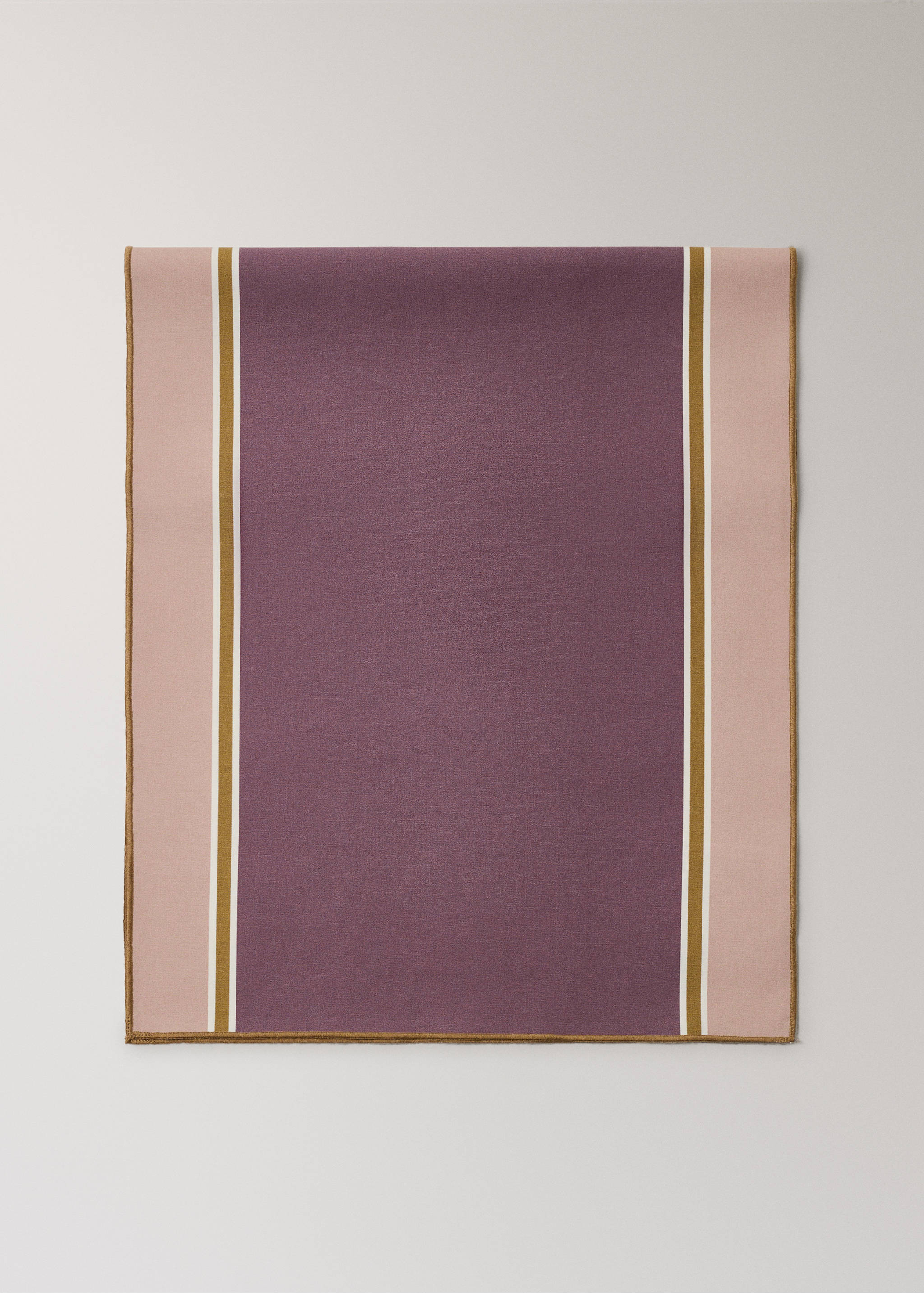 Resin-coated striped cotton table runner - Article without model, Yellow. Ref: 27053293-00.