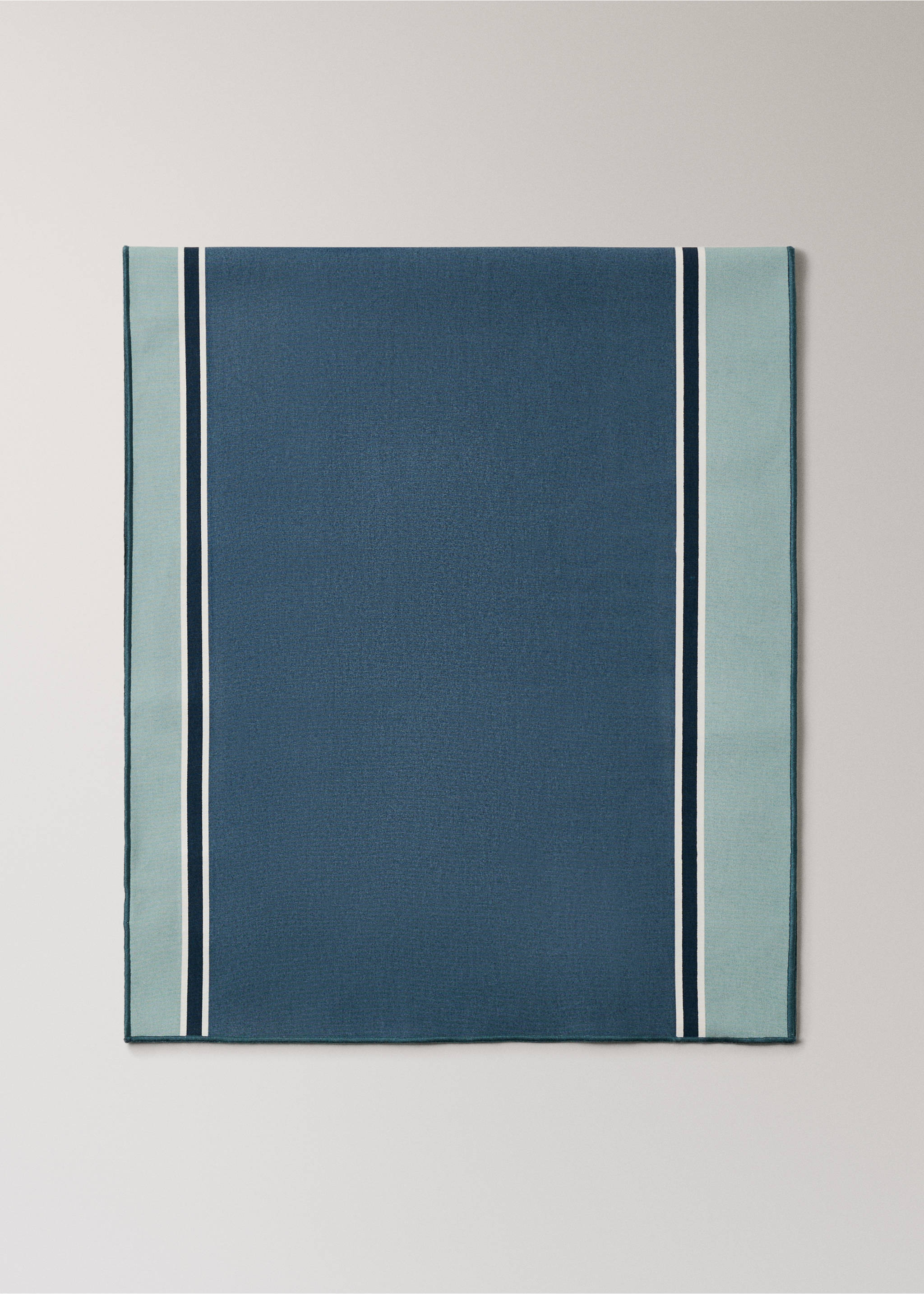 Resin-coated striped cotton table runner - Article without model, Blue. Ref: 27053293-00.