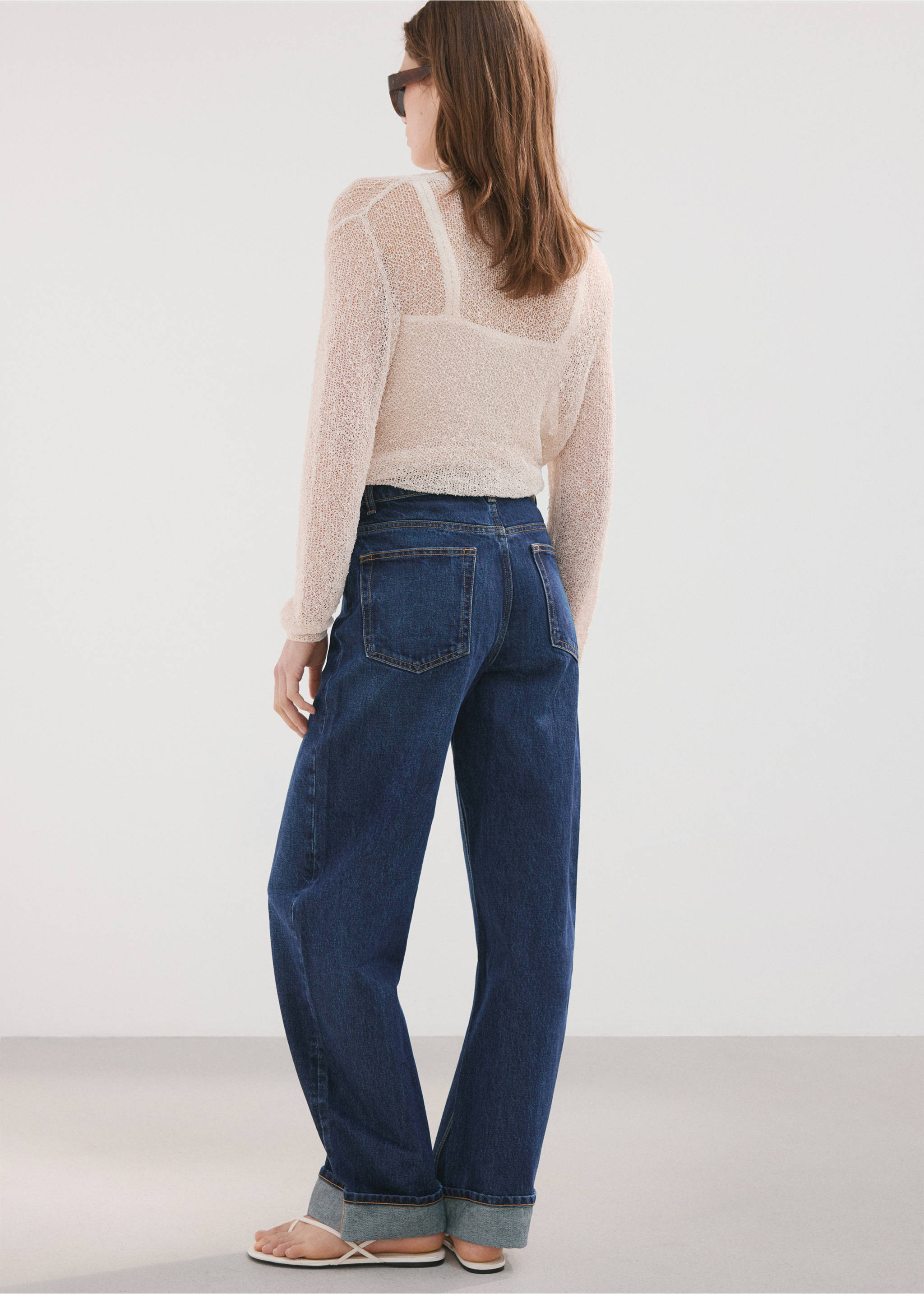 Džíny balloon fit s ohrnutým lemem - Zadní strana zboží, Tmavě modrá. Ref: 27053294-00.