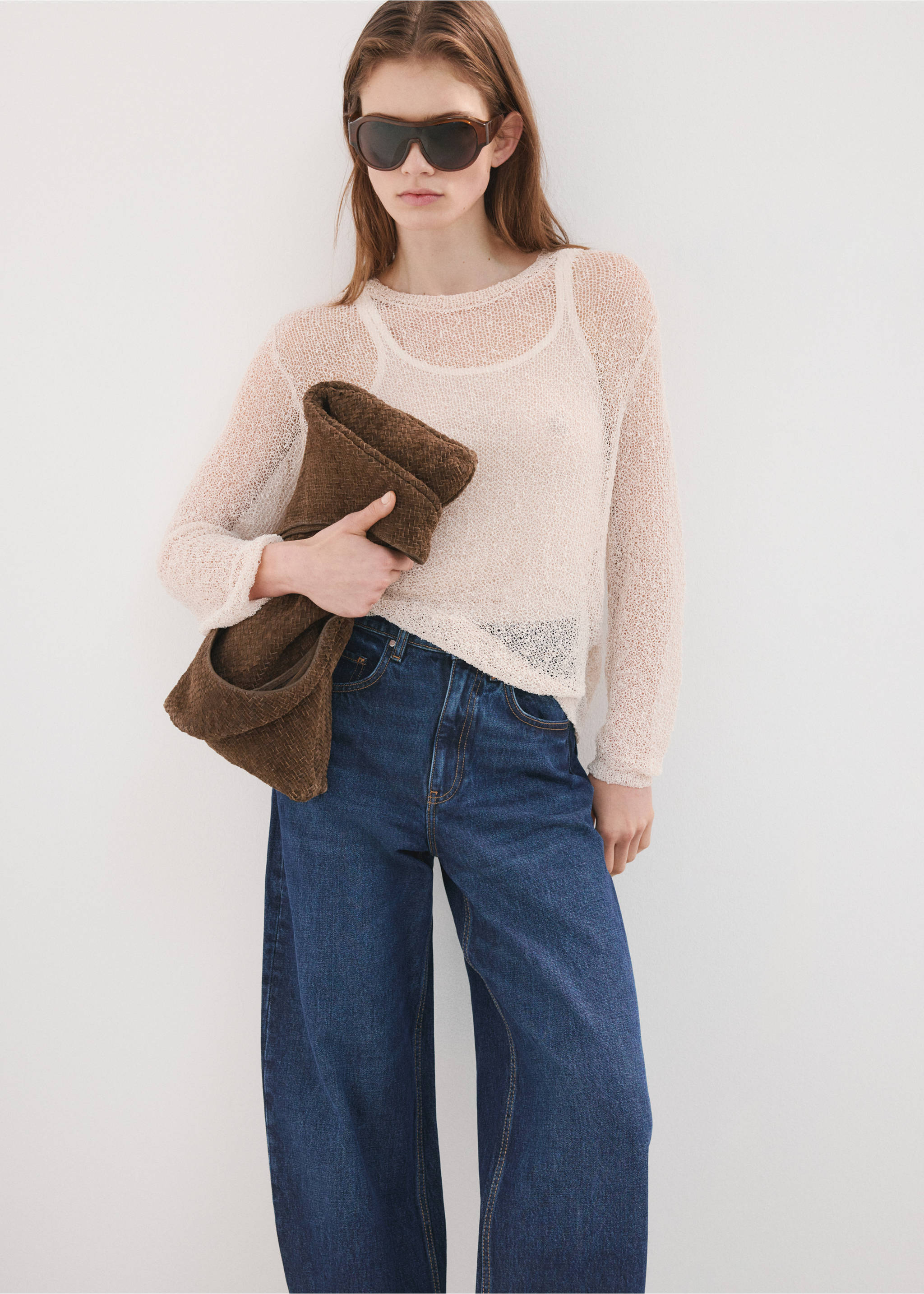 Džíny balloon fit s ohrnutým lemem - Detail zboží 2, Tmavě modrá. Ref: 27053294-00.