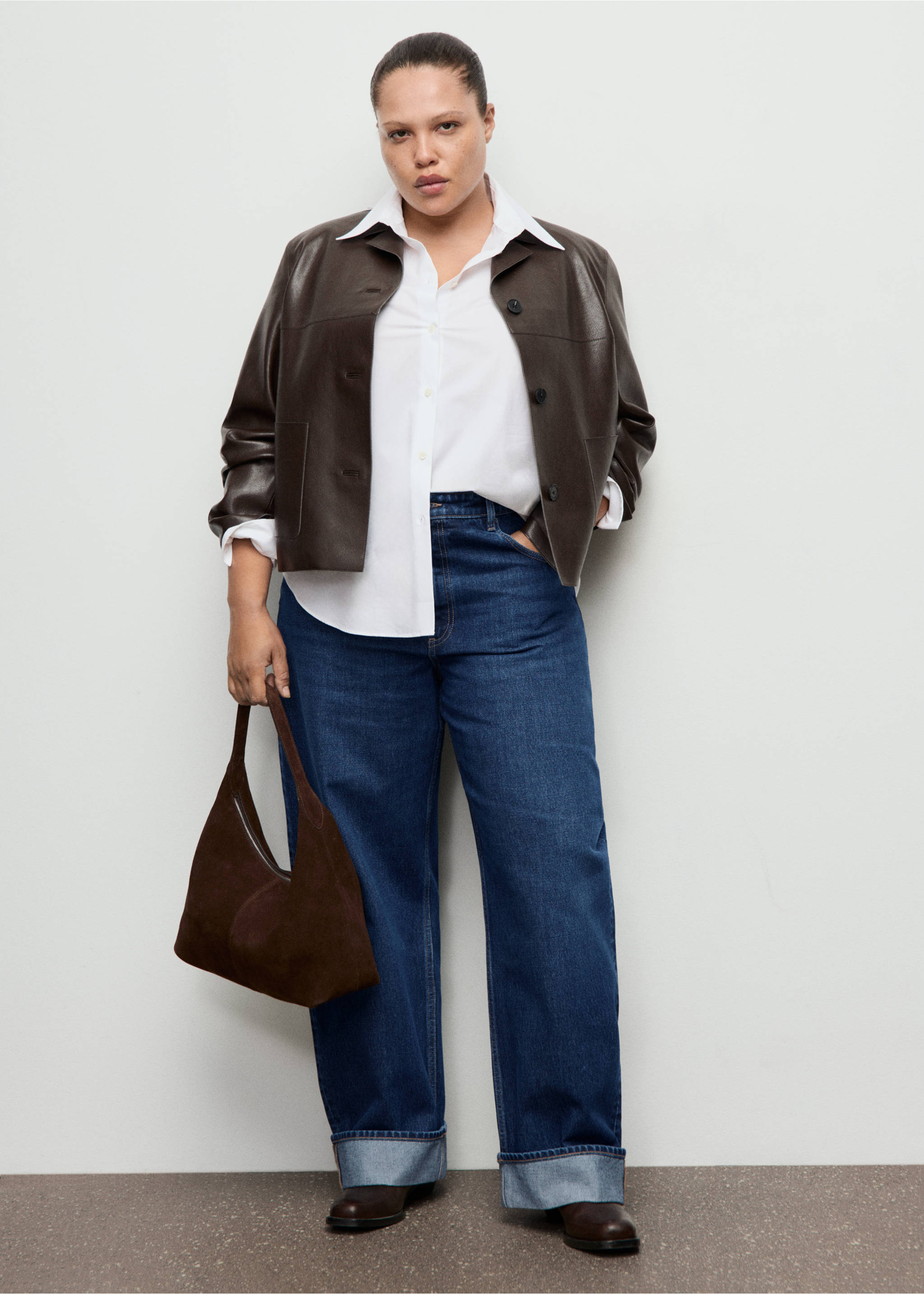 Džíny balloon fit s ohrnutým lemem - Detail zboží 3, Tmavě modrá. Ref: 27053294-00.