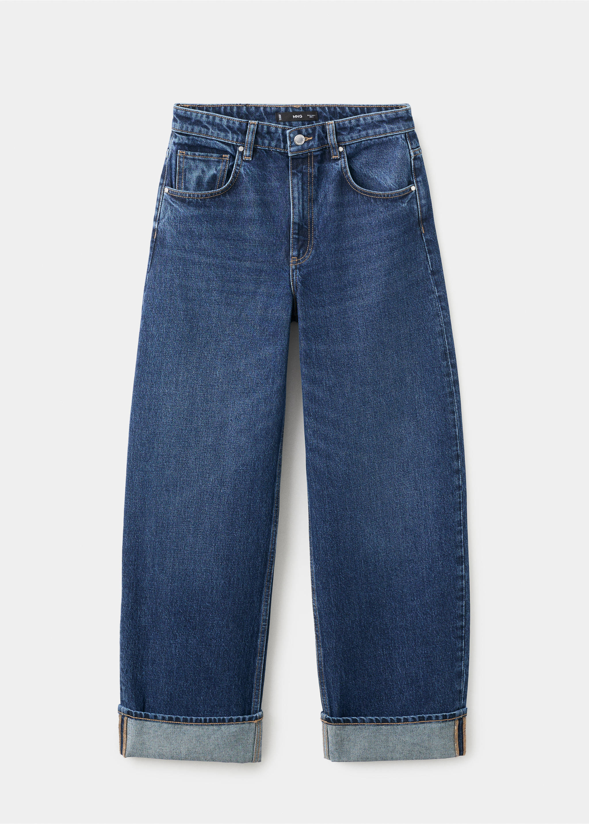 Ballonjeans met omgeslagen zoom - Artikel zonder model, Donkerblauw. Ref: 27053294-01.