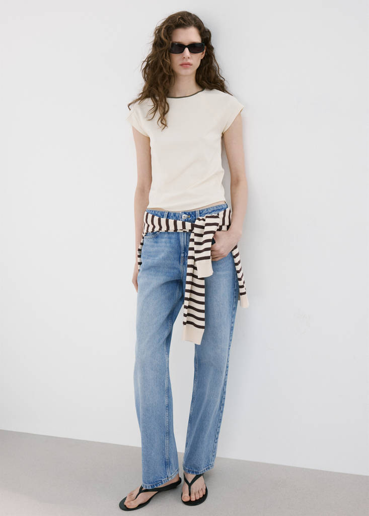 Straight low-waist jeans — Medium Blue