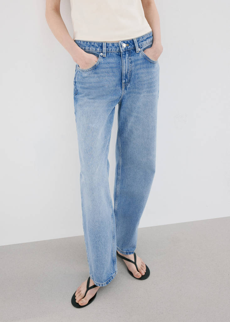 Straight low-waist jeans — Medium Blue