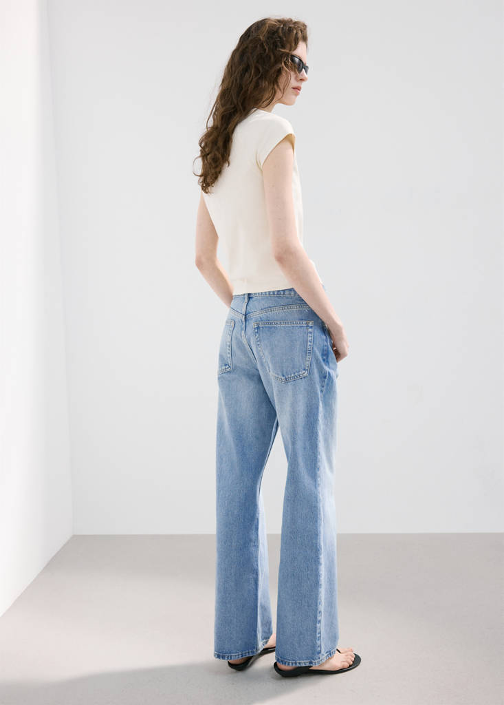 Straight low-waist jeans — Medium Blue