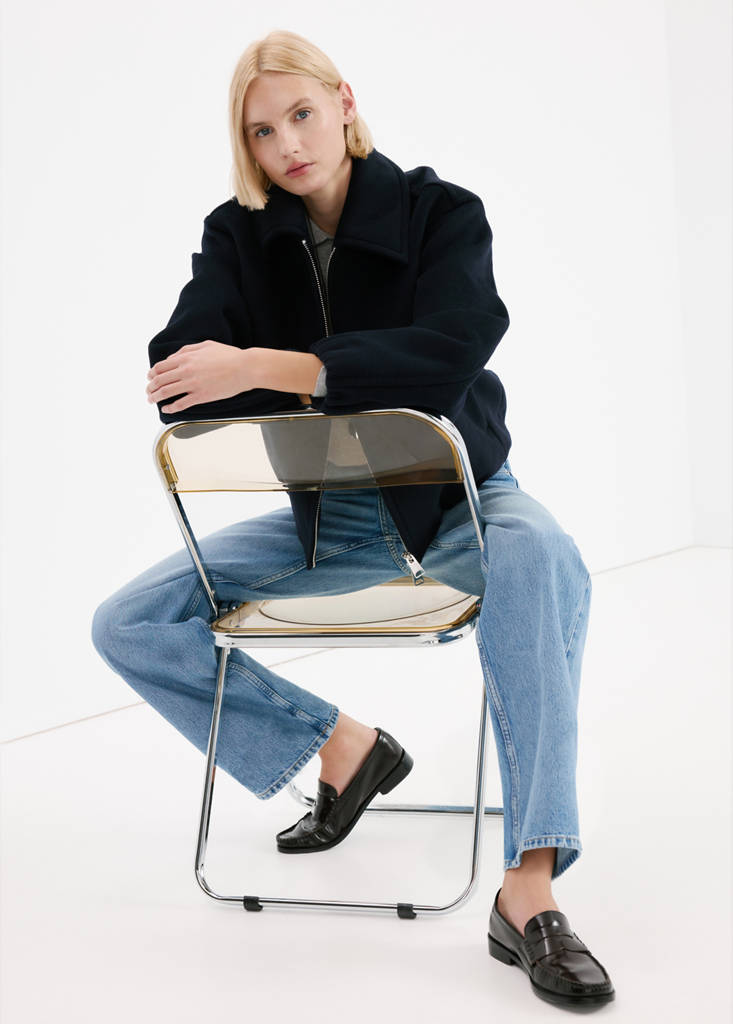 Straight low-waist jeans — Medium Blue