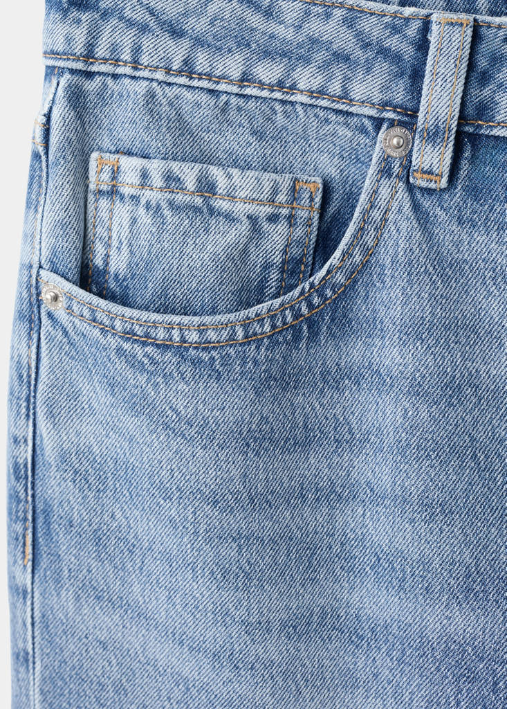 Straight low-waist jeans — Medium Blue
