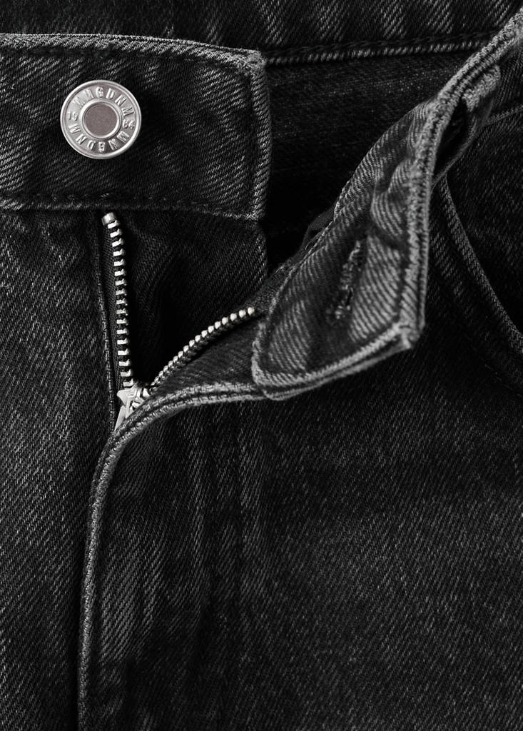 Straight low-waist jeans — Black denim