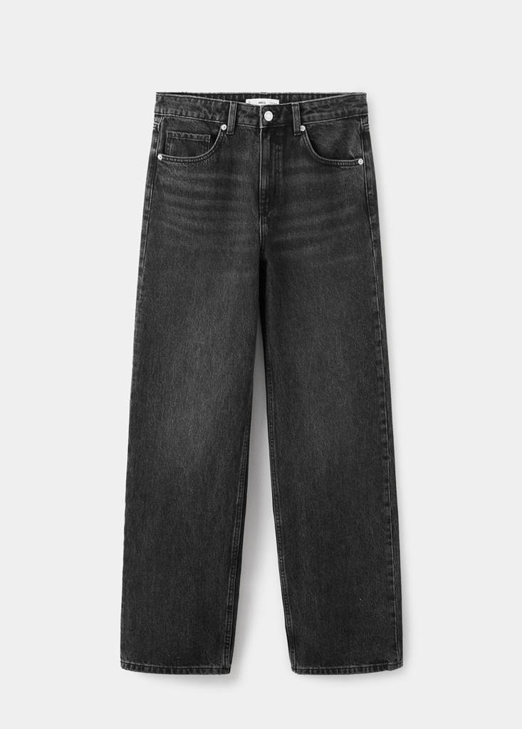 Straight low-waist jeans — Black denim