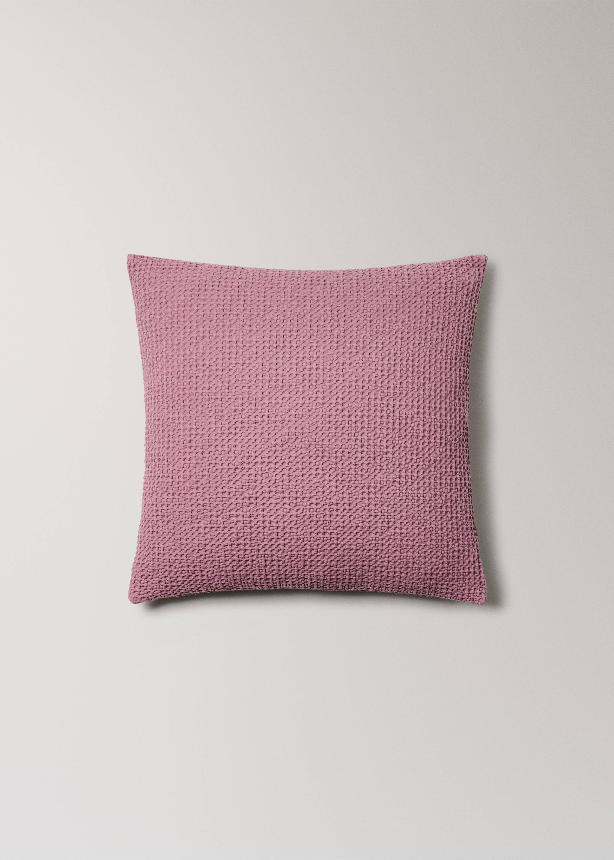 Kuddfodral i styckfärgad våfflad bomull 50 x 50 cm - Artikel utan modell, Rosa. Ref: 27053298-00.
