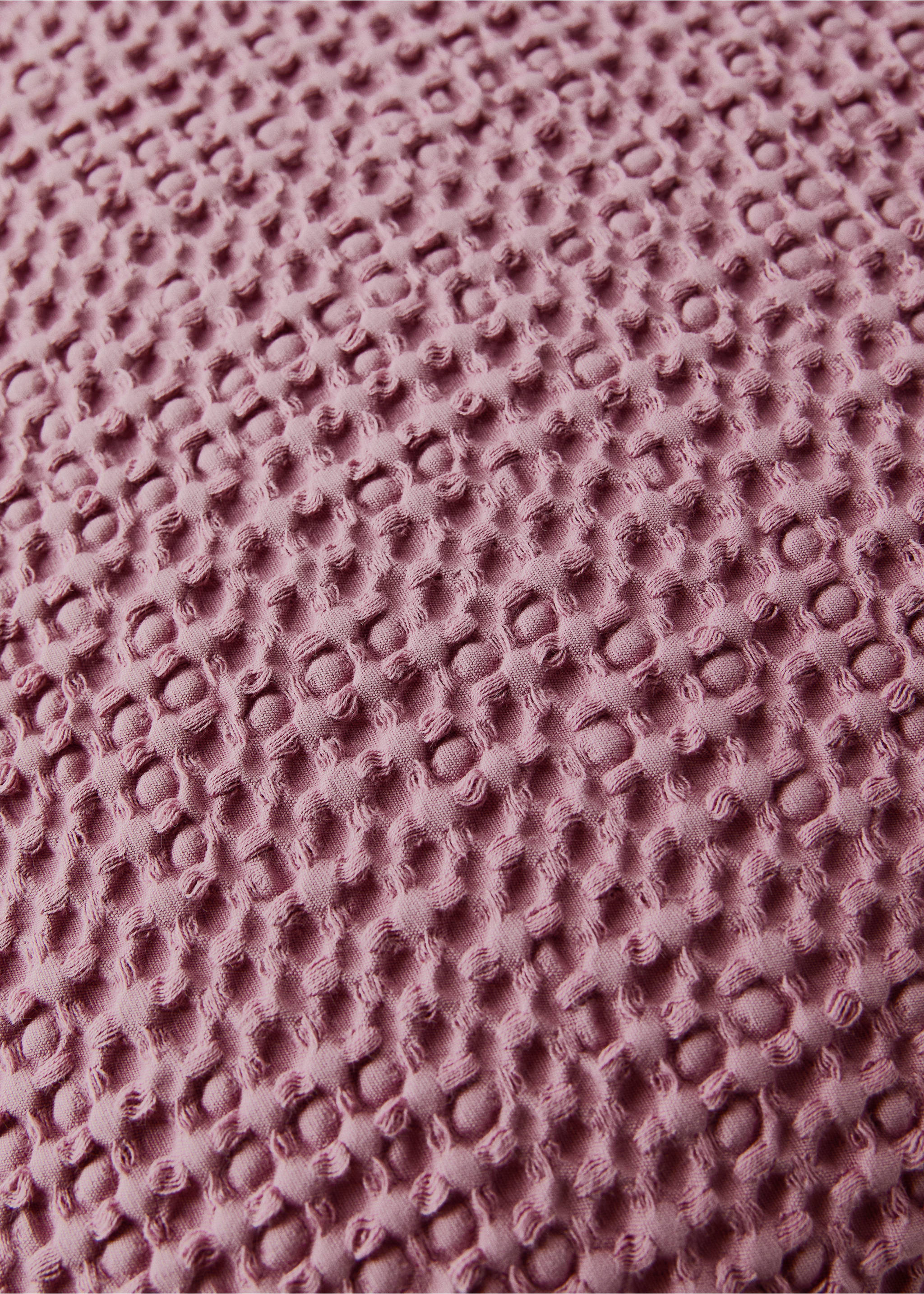 Kuddfodral i styckfärgad våfflad bomull 50 x 50 cm - Detaljer om artikeln 3, Rosa. Ref: 27053298-00.