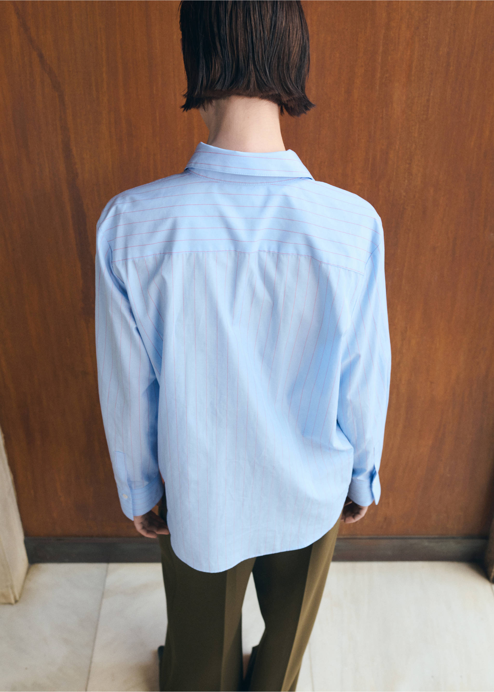 Cotton and lyocell blend straight shirt - Reverse of the article, Blue. Ref: 27053301-00.