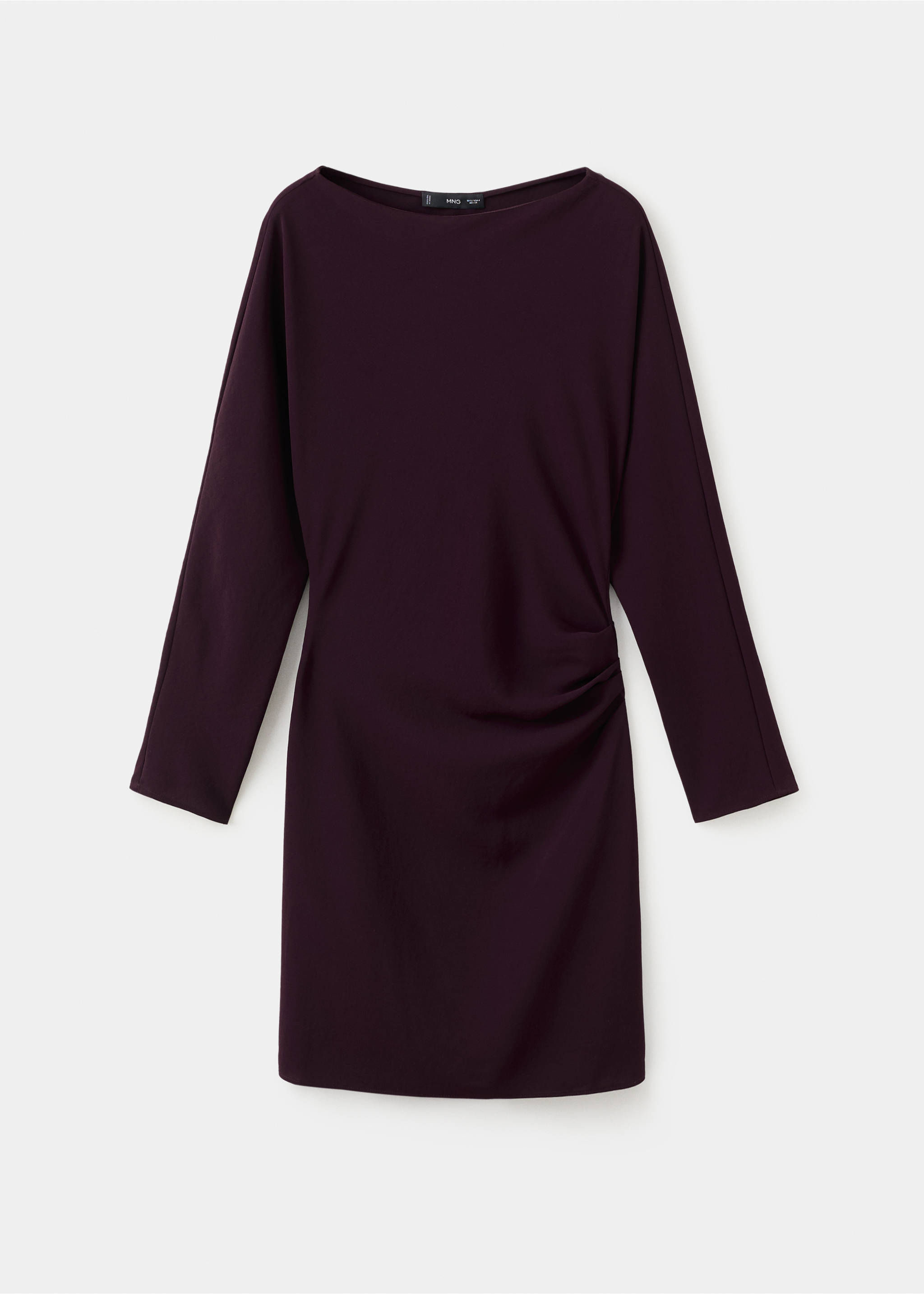 Vestido cuello barco fruncidos - Artículo sin modelo, Vino. Ref: 27053303-00.