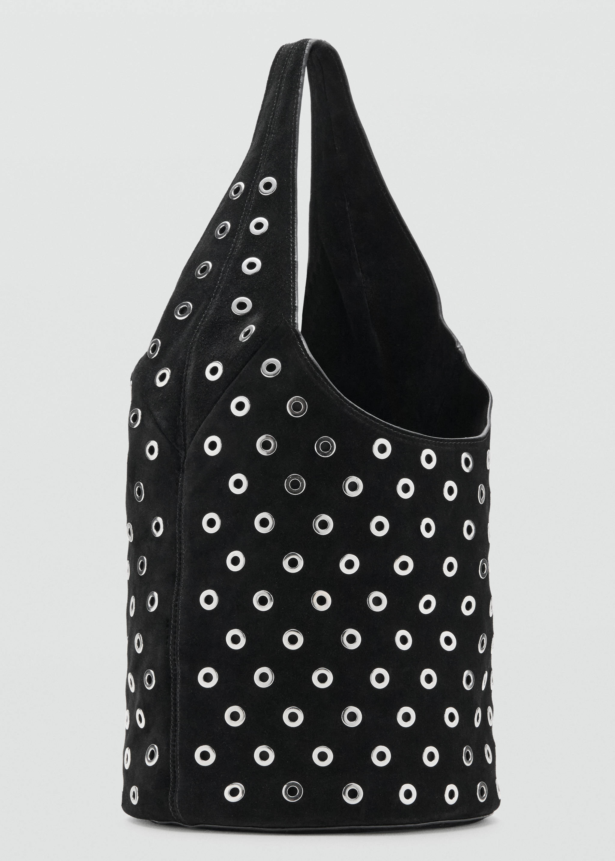 Leather drawstring bag with eyelets - Medium plane