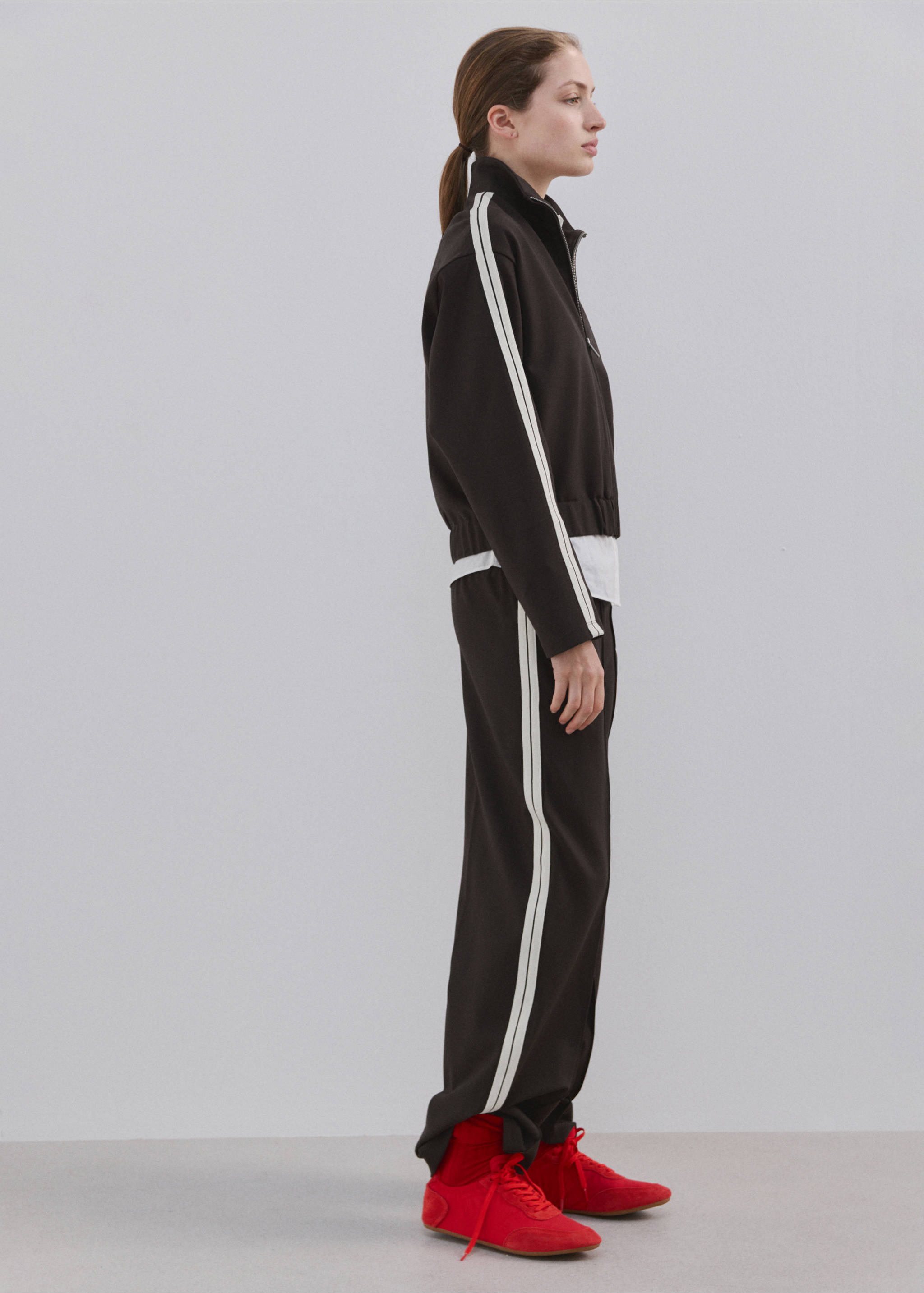 Contrast stripe straight trousers - General plane, Brown. Ref: 27053306-00.